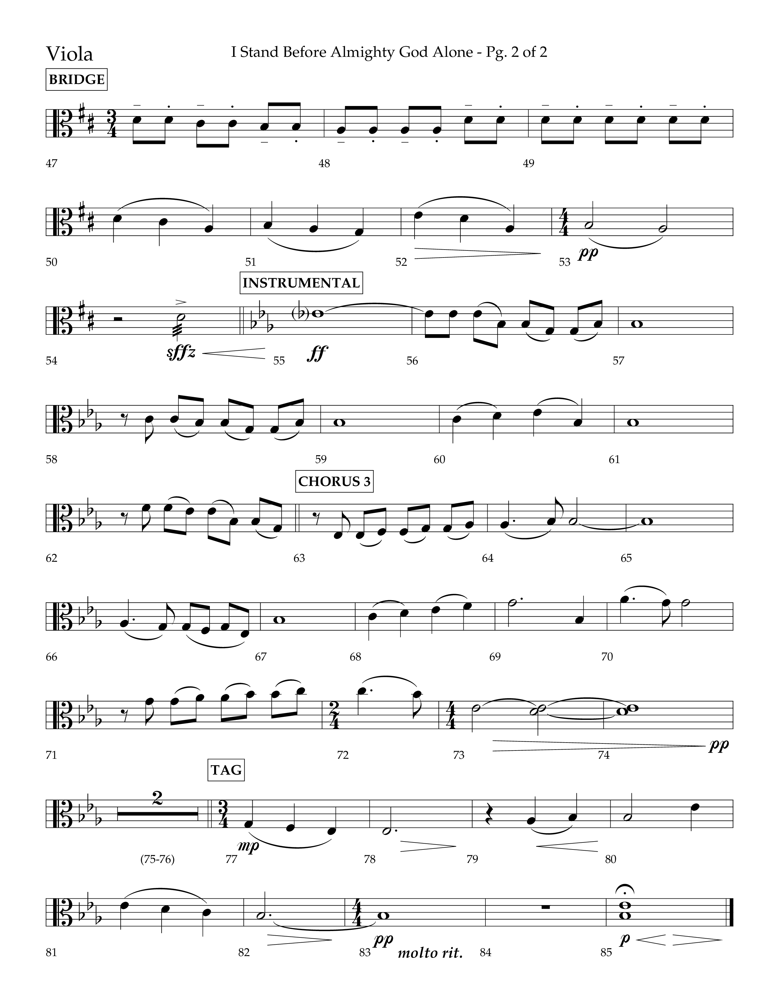 I Stand Before Almighty God Alone (Choral Anthem SATB) Viola (Lifeway Choral / Arr. Craig Adams / Orch. Phillip Keveren)