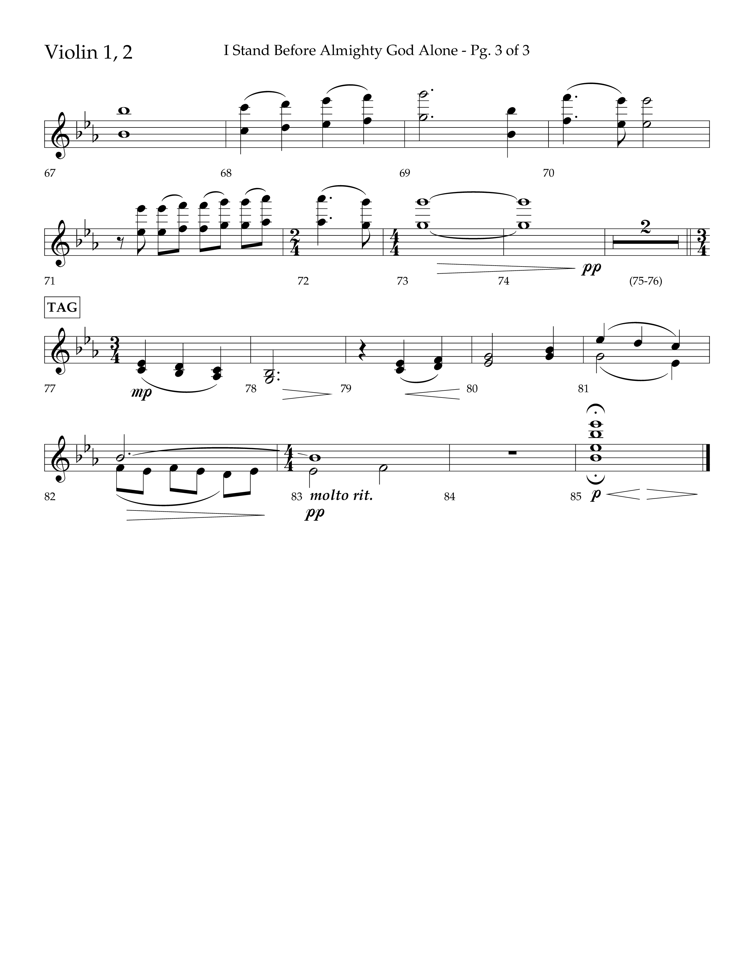 I Stand Before Almighty God Alone (Choral Anthem SATB) Violin 1/2 (Lifeway Choral / Arr. Craig Adams / Orch. Phillip Keveren)