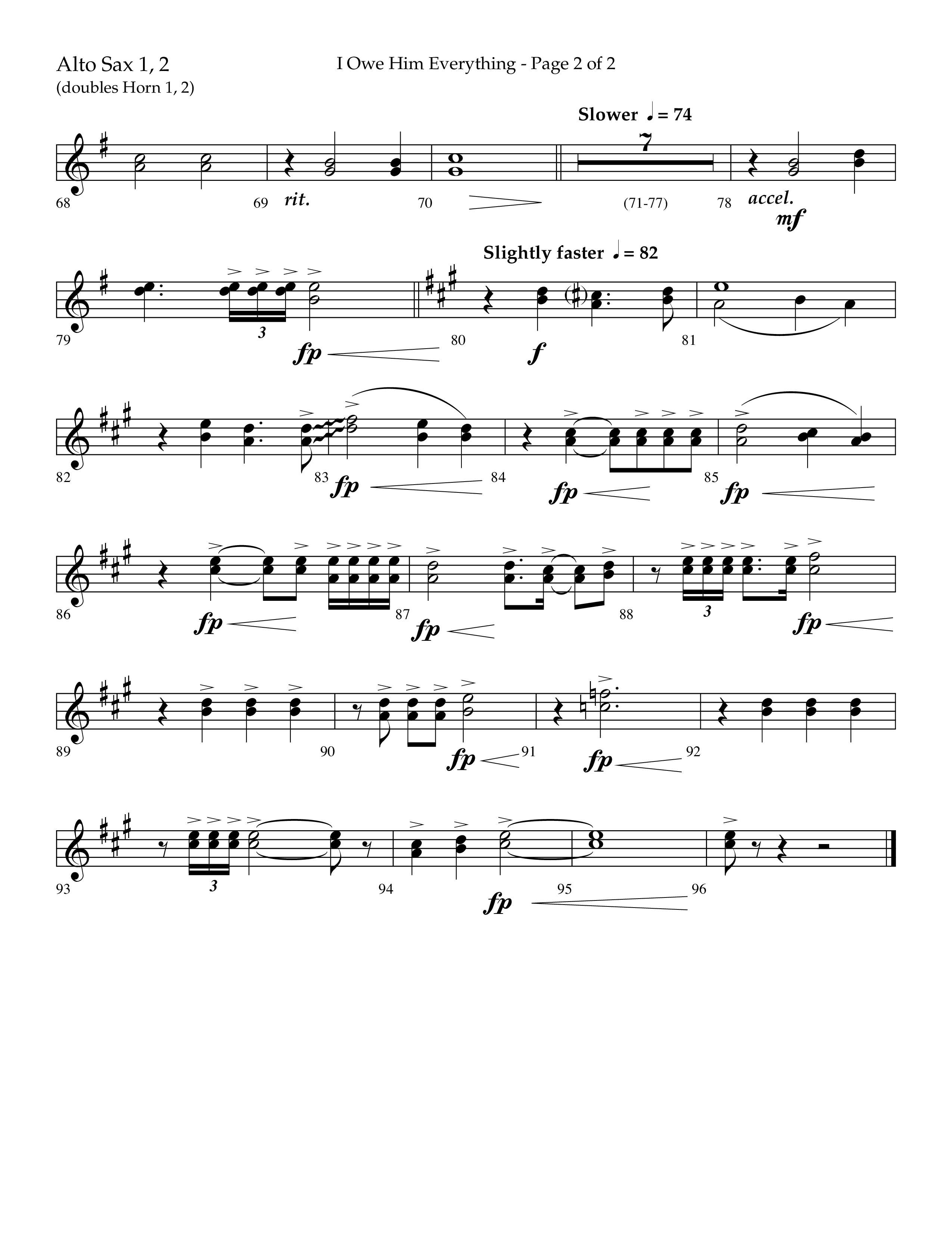 I Owe Him Everything (Choral Anthem SATB) Alto Sax 1/2 (Lifeway Choral / Arr. Marty Hamby)