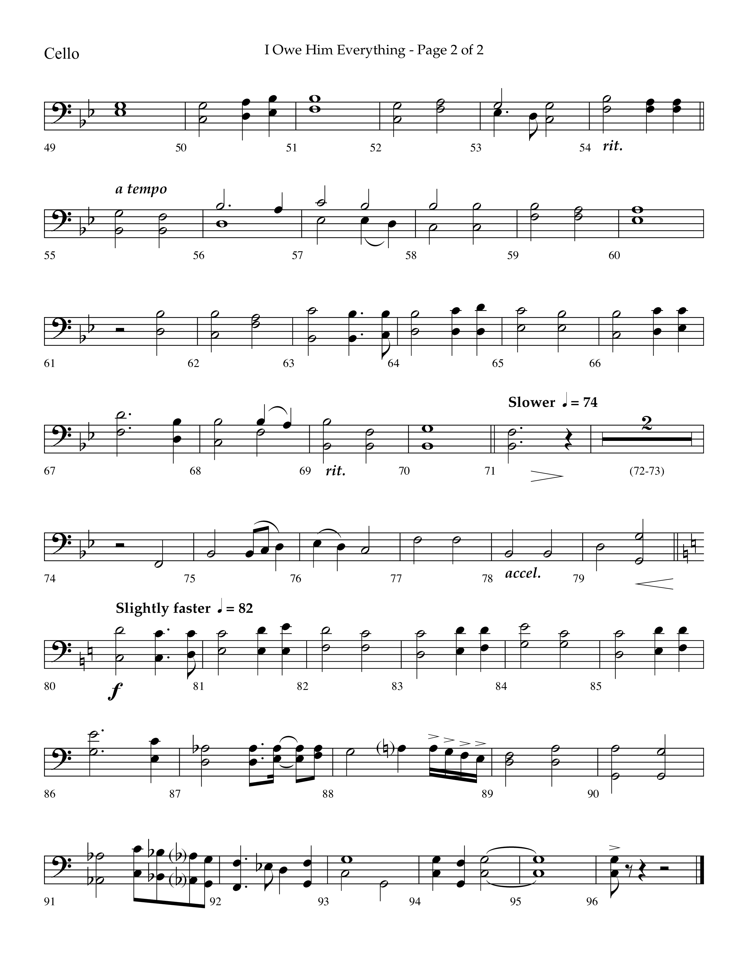 I Owe Him Everything (Choral Anthem SATB) Cello (Lifeway Choral / Arr. Marty Hamby)