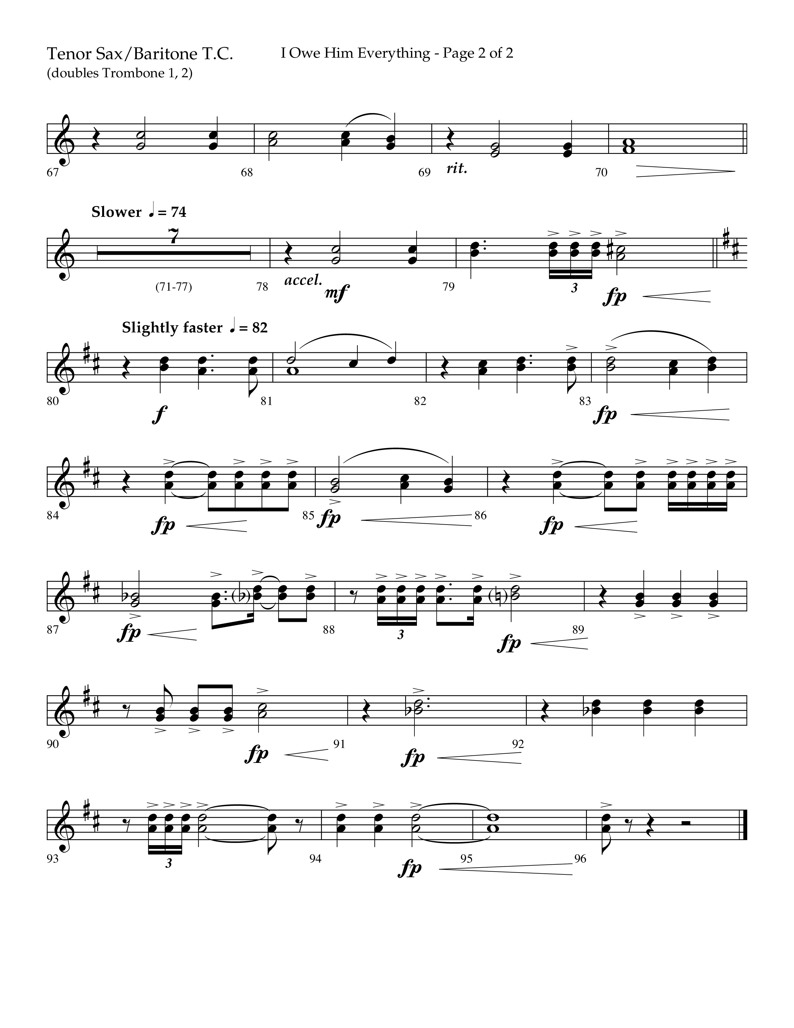 I Owe Him Everything (Choral Anthem SATB) Tenor Sax/Baritone T.C. (Lifeway Choral / Arr. Marty Hamby)