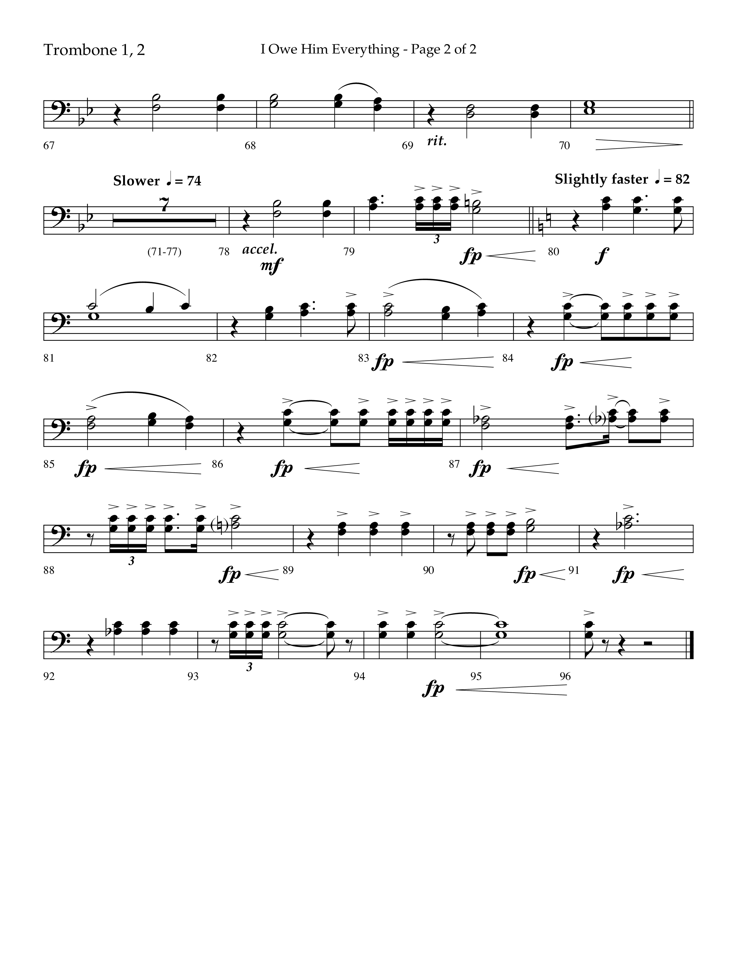 I Owe Him Everything (Choral Anthem SATB) Trombone 1/2 (Lifeway Choral / Arr. Marty Hamby)