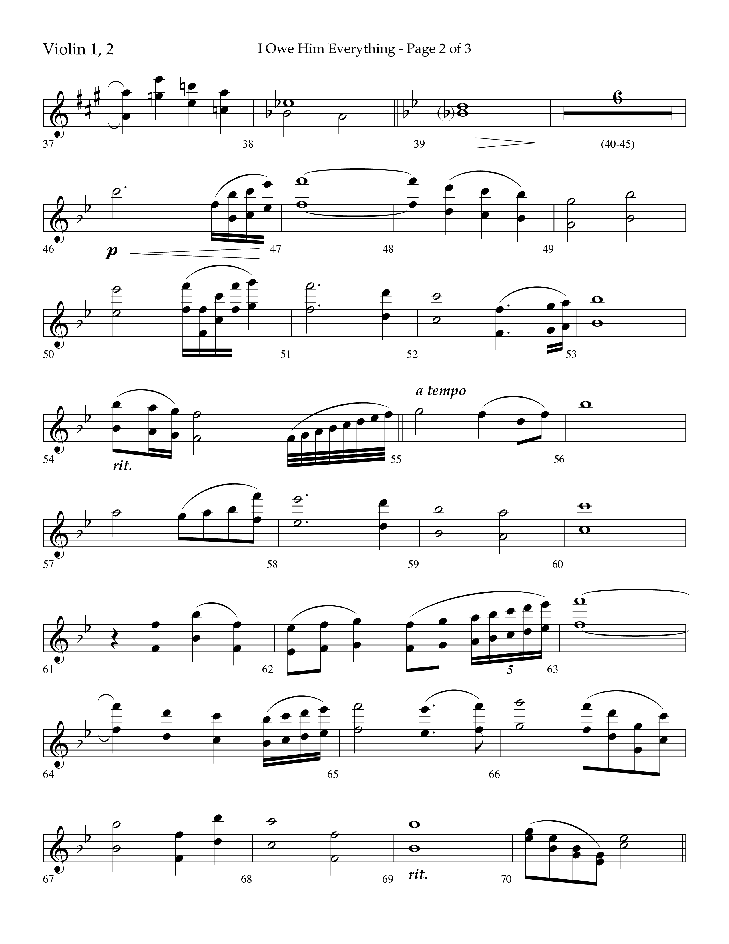 I Owe Him Everything (Choral Anthem SATB) Violin 1/2 (Lifeway Choral / Arr. Marty Hamby)