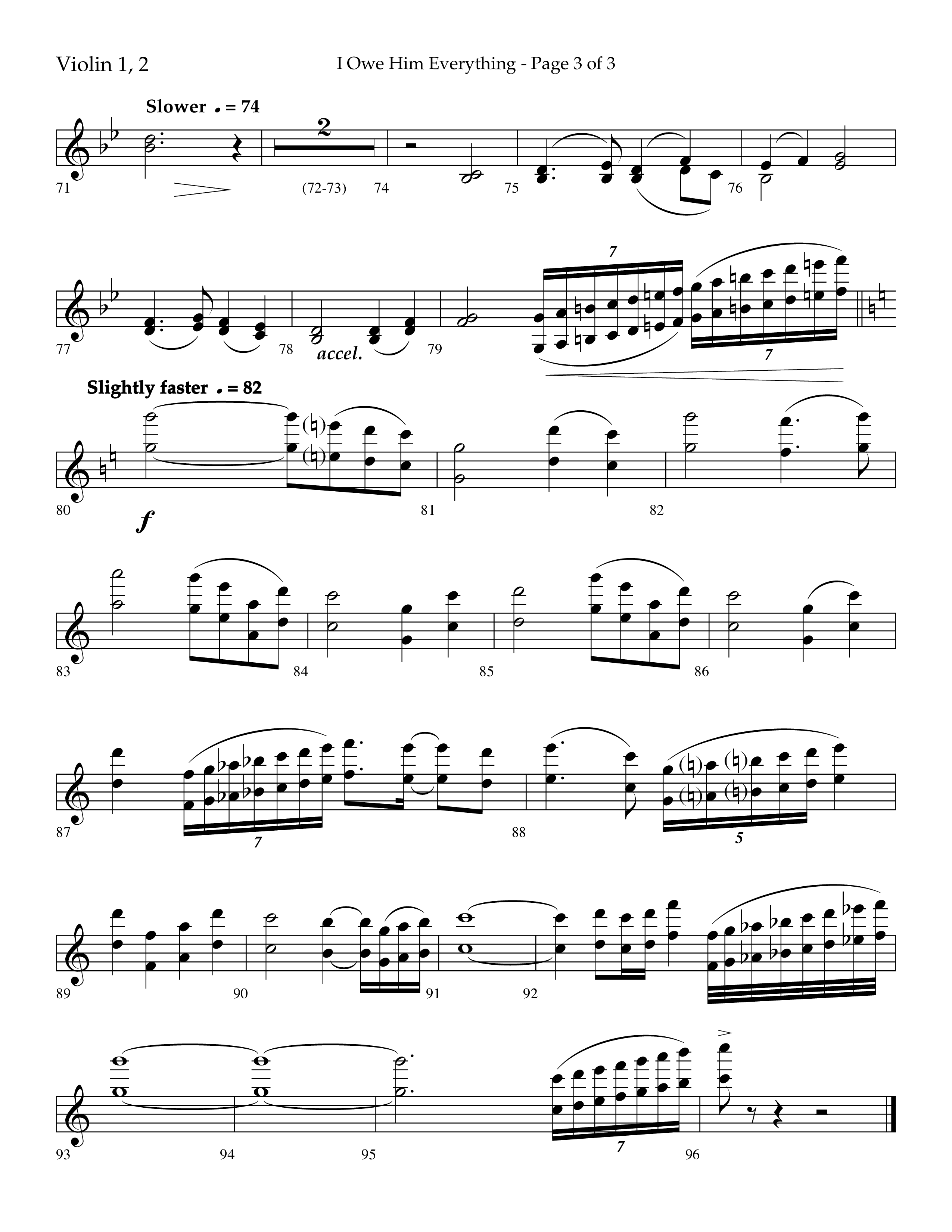 I Owe Him Everything (Choral Anthem SATB) Violin 1/2 (Lifeway Choral / Arr. Marty Hamby)