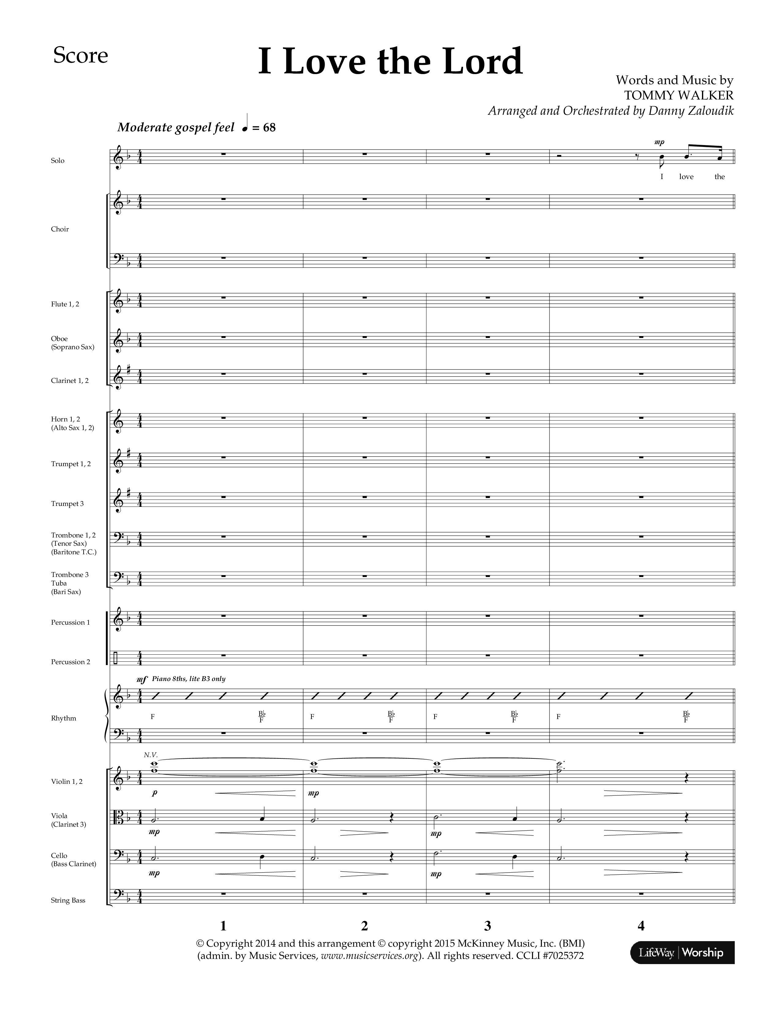 I Love The Lord (Choral Anthem SATB) Orchestration (Lifeway Choral / Arr. Danny Zaloudik)