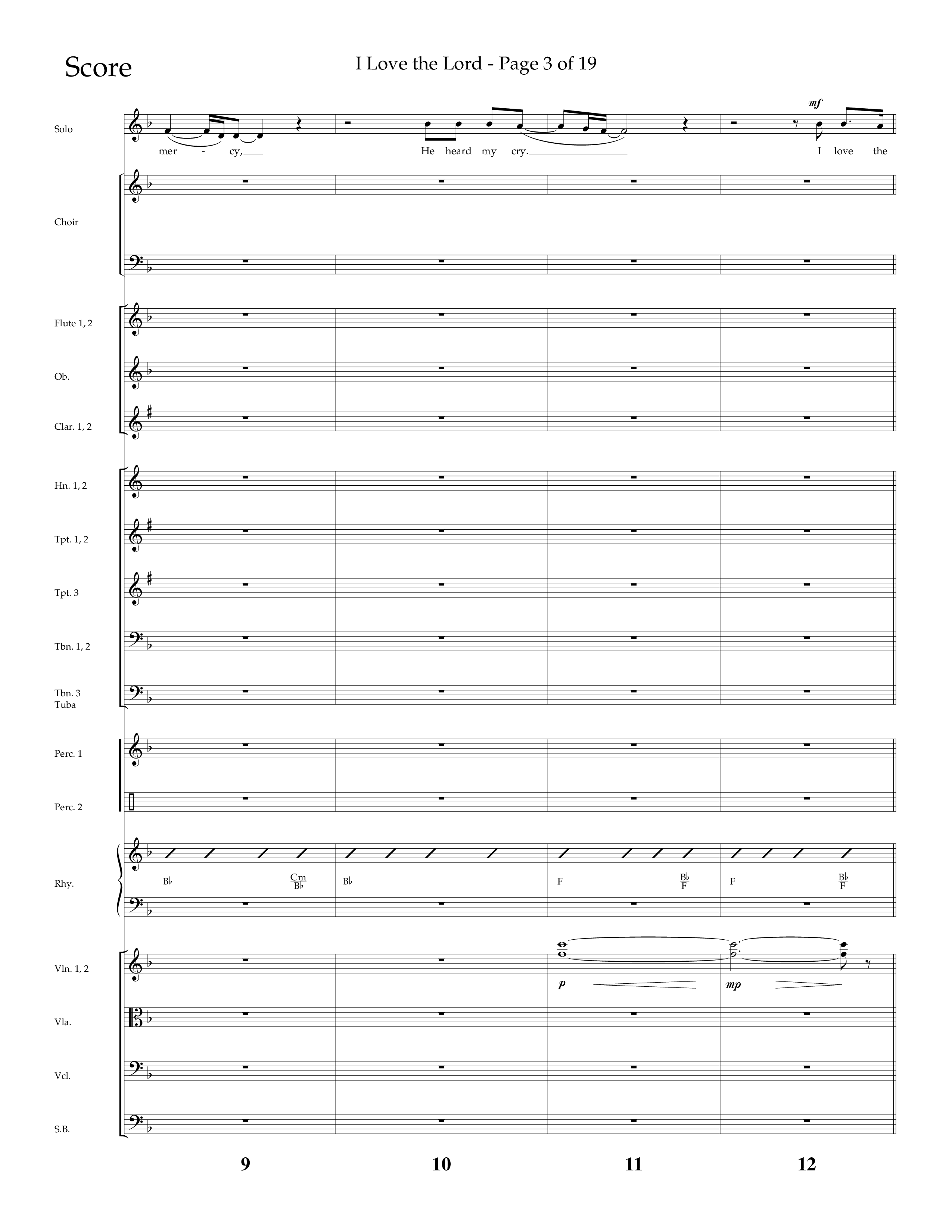 I Love The Lord (Choral Anthem SATB) Orchestration (Lifeway Choral / Arr. Danny Zaloudik)