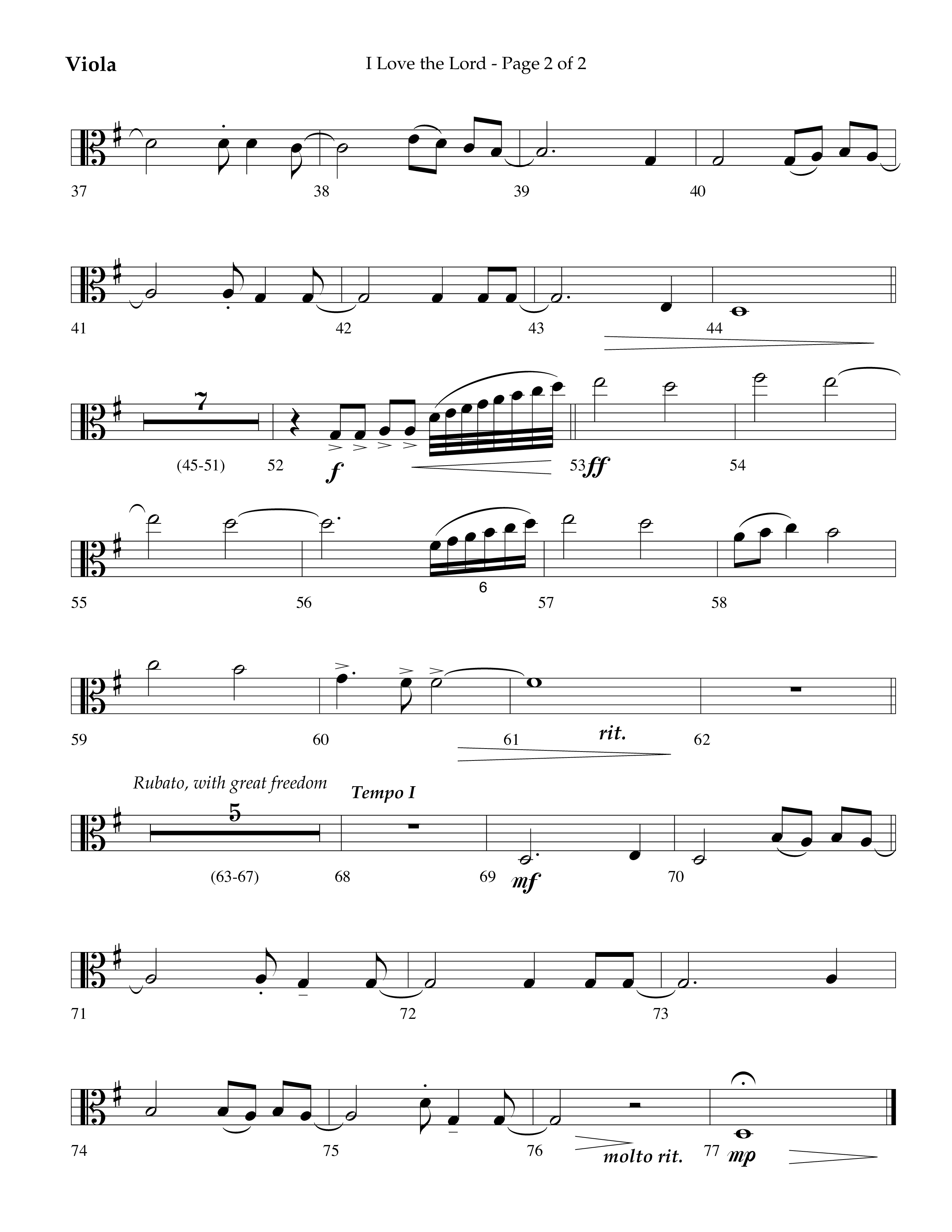 I Love The Lord (Choral Anthem SATB) Viola (Lifeway Choral / Arr. Danny Zaloudik)