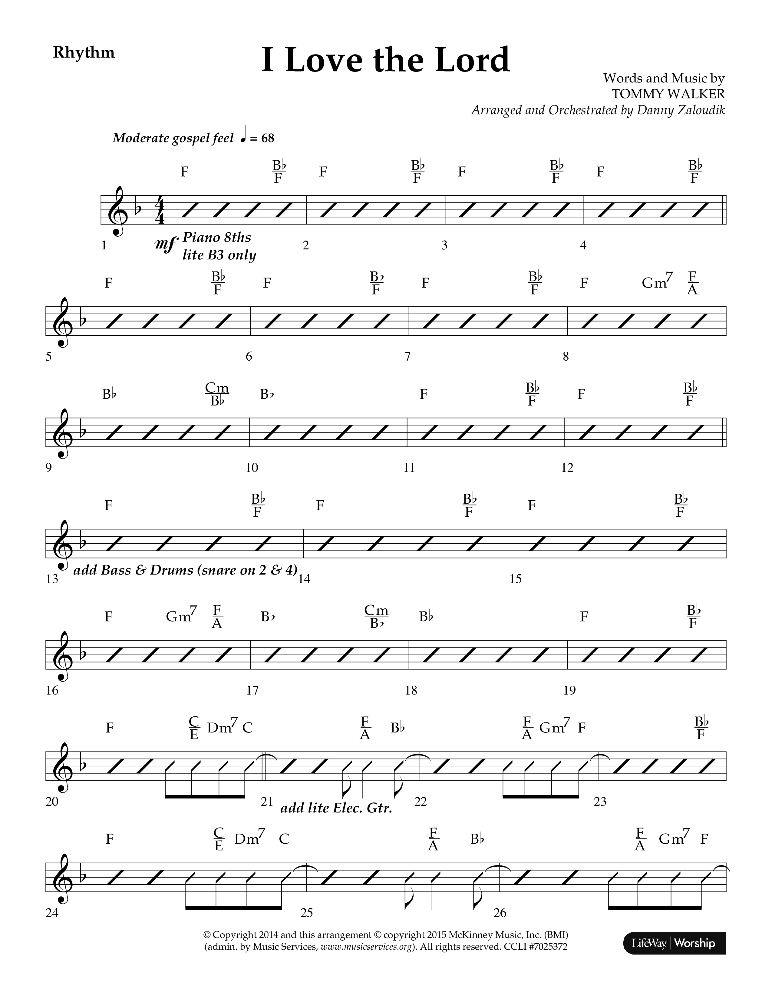 I Love The Lord (Choral Anthem SATB) Lead Melody & Rhythm (Lifeway Choral / Arr. Danny Zaloudik)