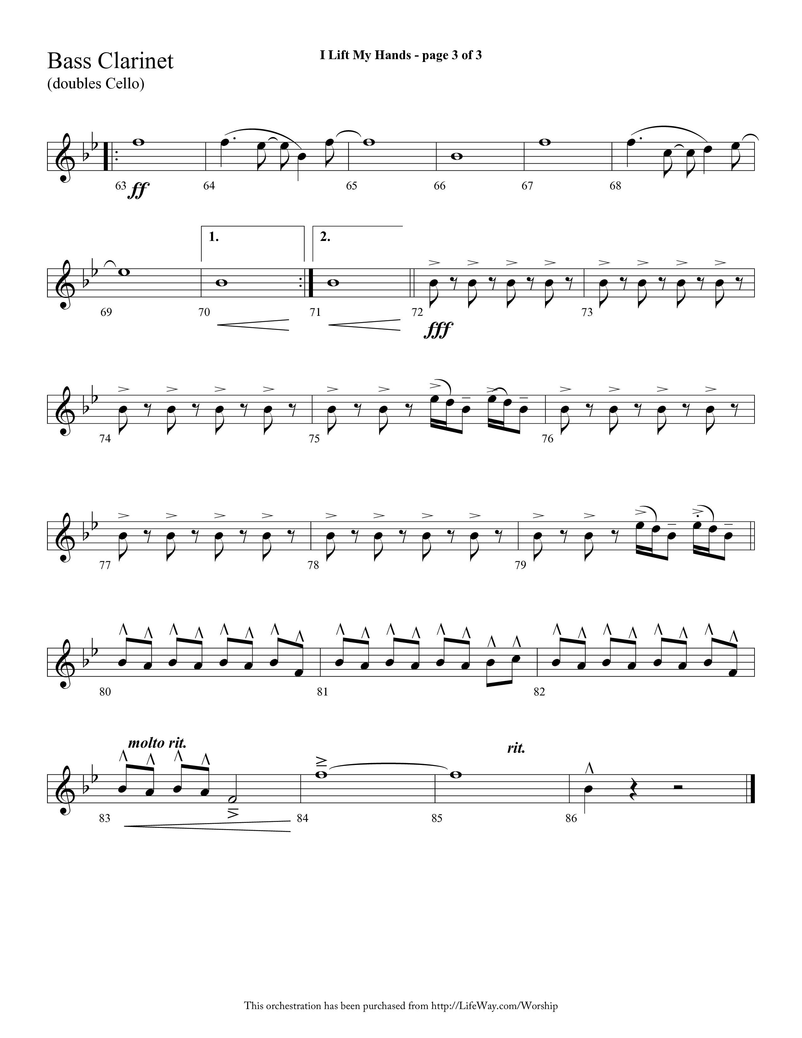 I Lift My Hands (Choral Anthem SATB) Bass Clarinet (Lifeway Choral / Arr. Cliff Duren)