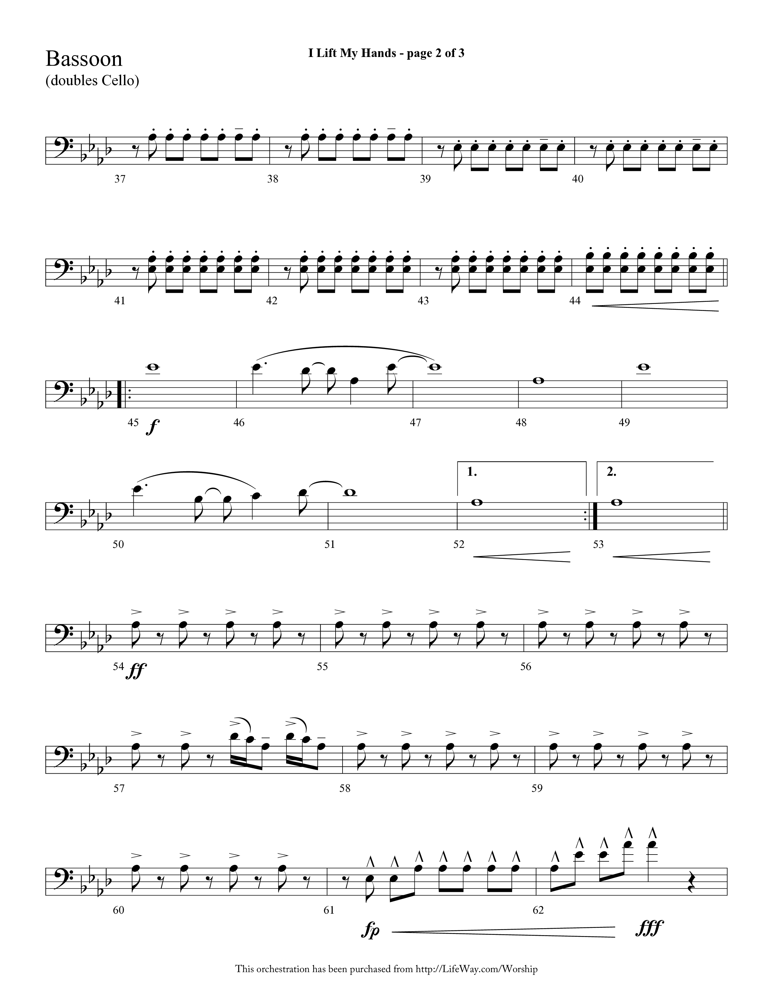I Lift My Hands (Choral Anthem SATB) Bassoon (Lifeway Choral / Arr. Cliff Duren)