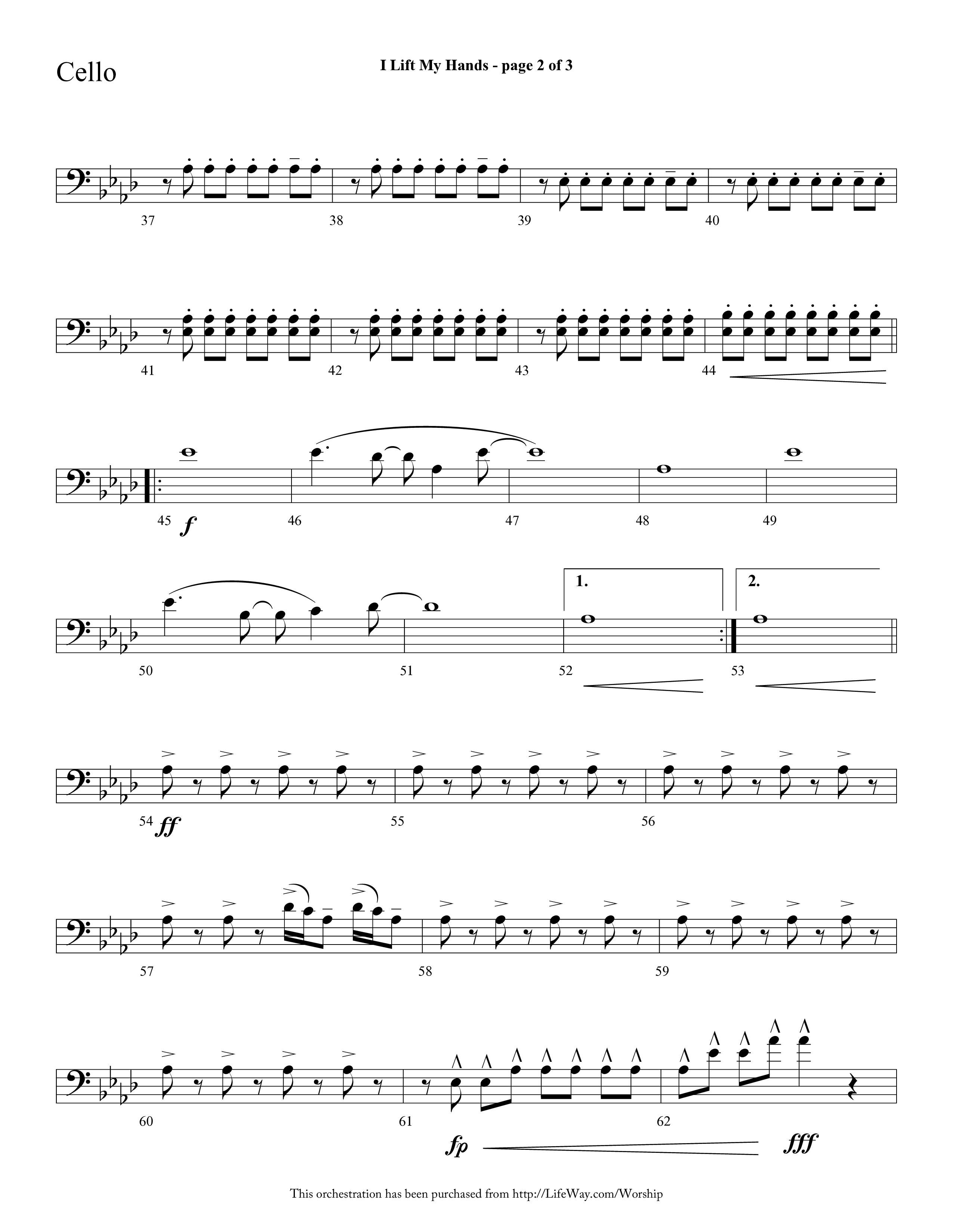 I Lift My Hands (Choral Anthem SATB) Cello (Lifeway Choral / Arr. Cliff Duren)