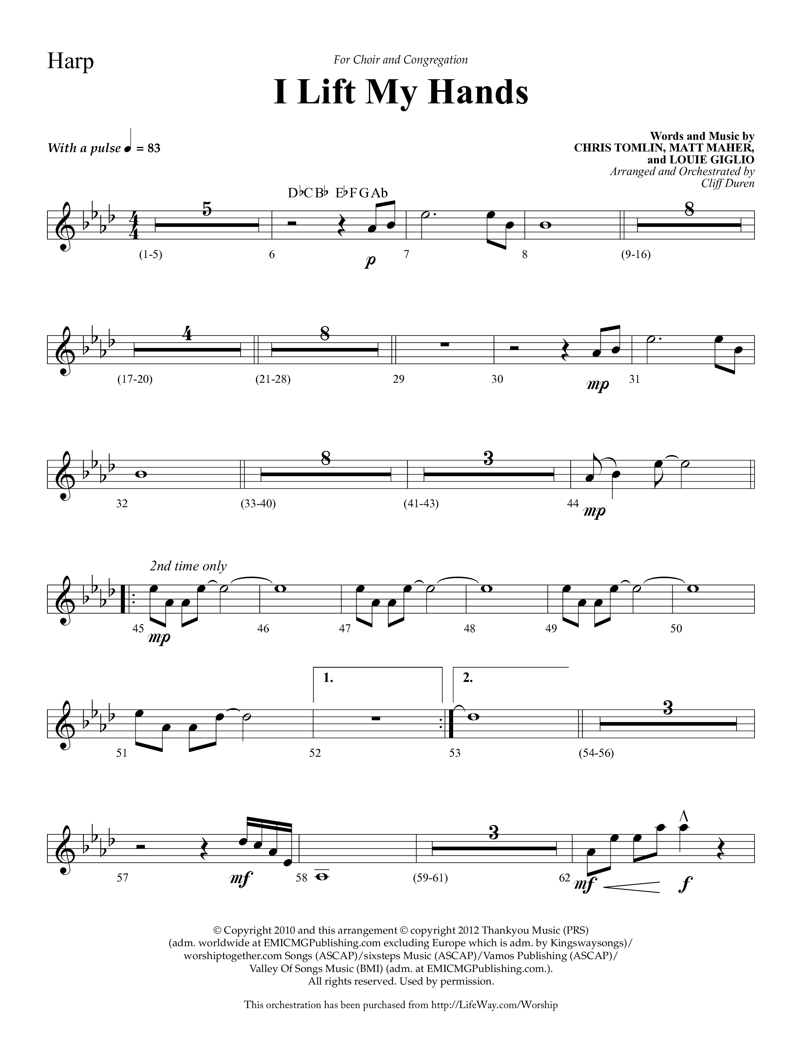 I Lift My Hands (Choral Anthem SATB) Harp (Lifeway Choral / Arr. Cliff Duren)