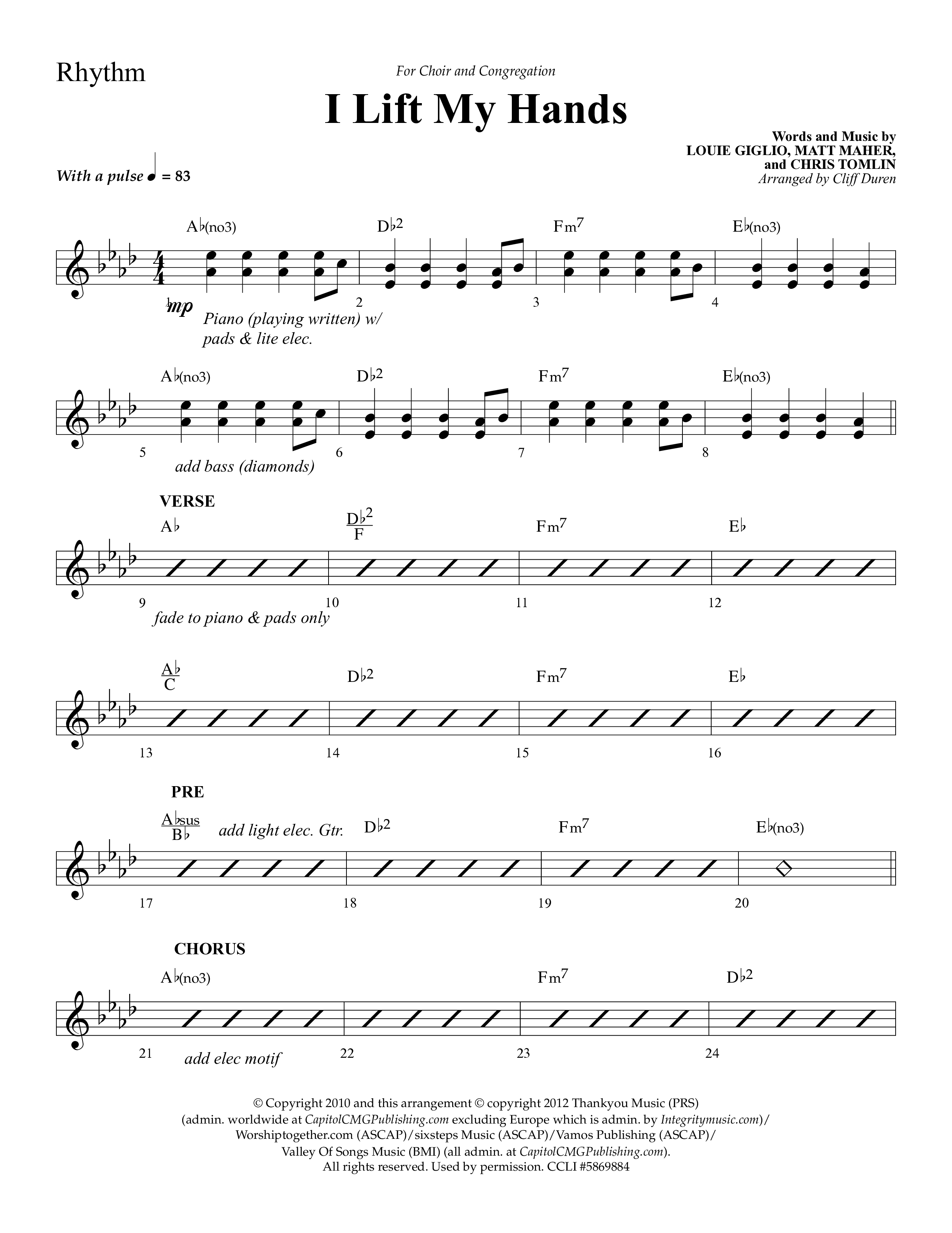 I Lift My Hands (Choral Anthem SATB) Lead Melody & Rhythm (Lifeway Choral / Arr. Cliff Duren)