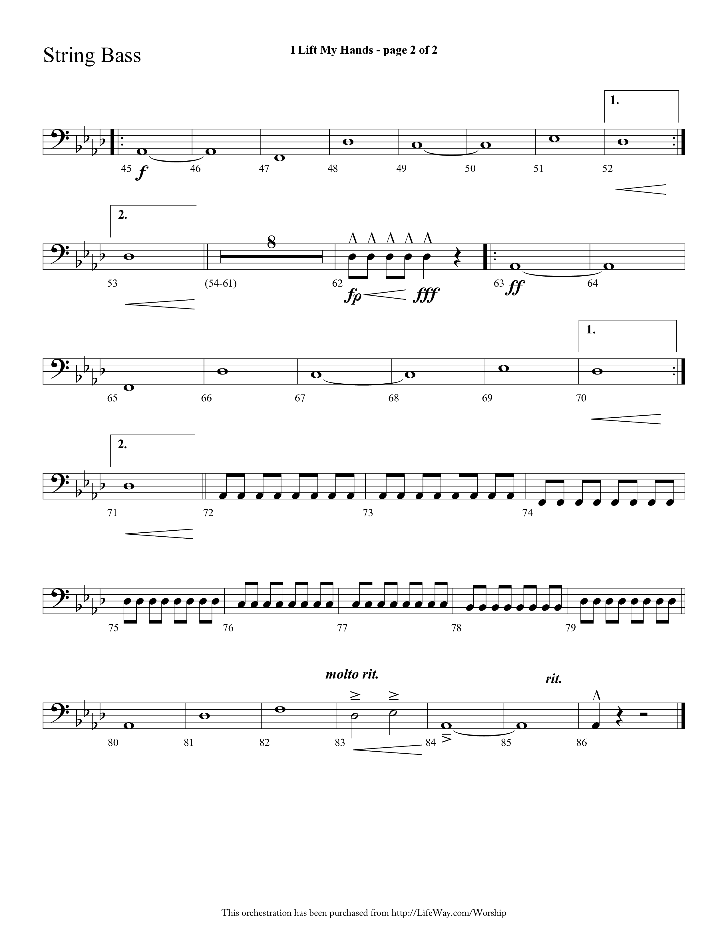 I Lift My Hands (Choral Anthem SATB) String Bass (Lifeway Choral / Arr. Cliff Duren)