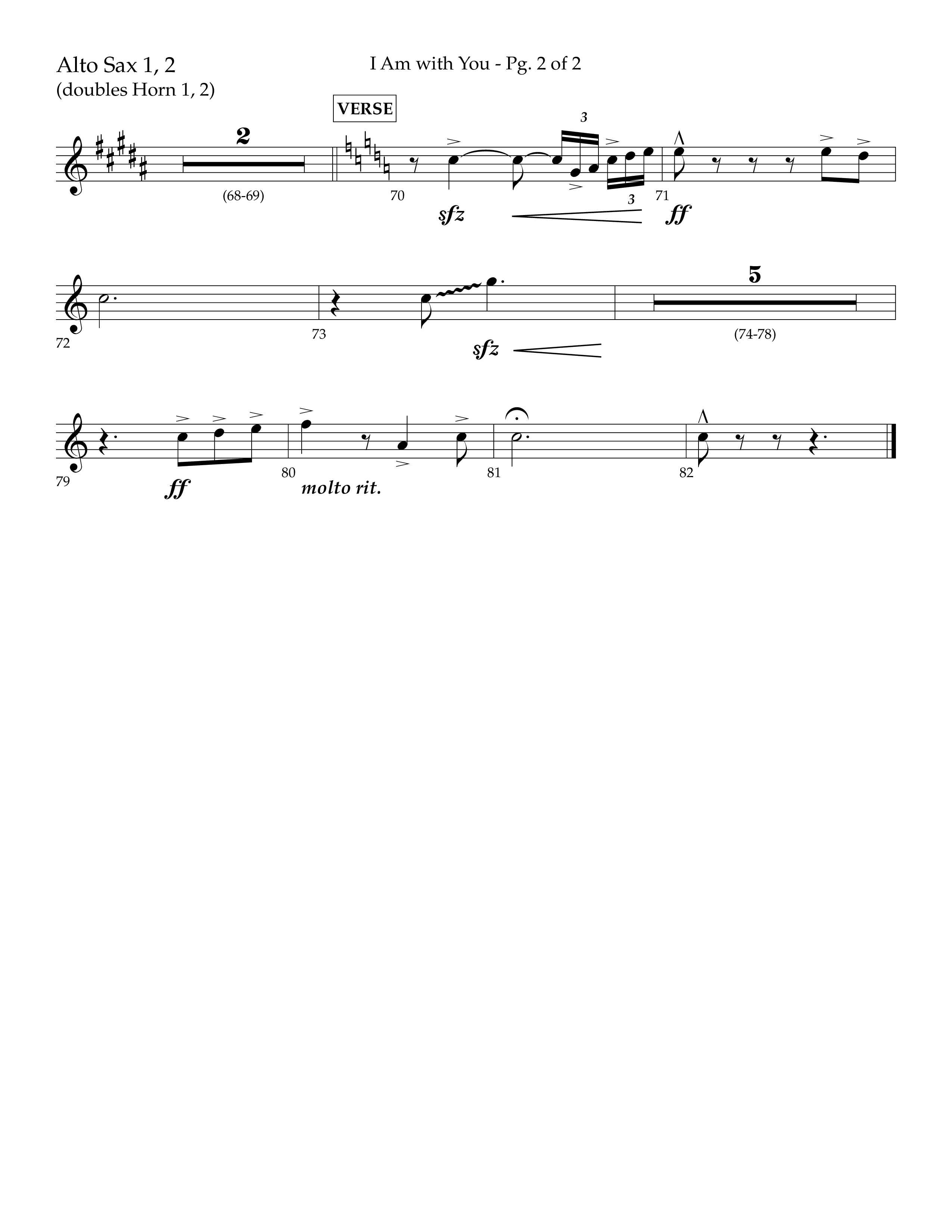 I Am With You (Choral Anthem SATB) Alto Sax 1/2 (Lifeway Choral / Arr. Cliff Duren)