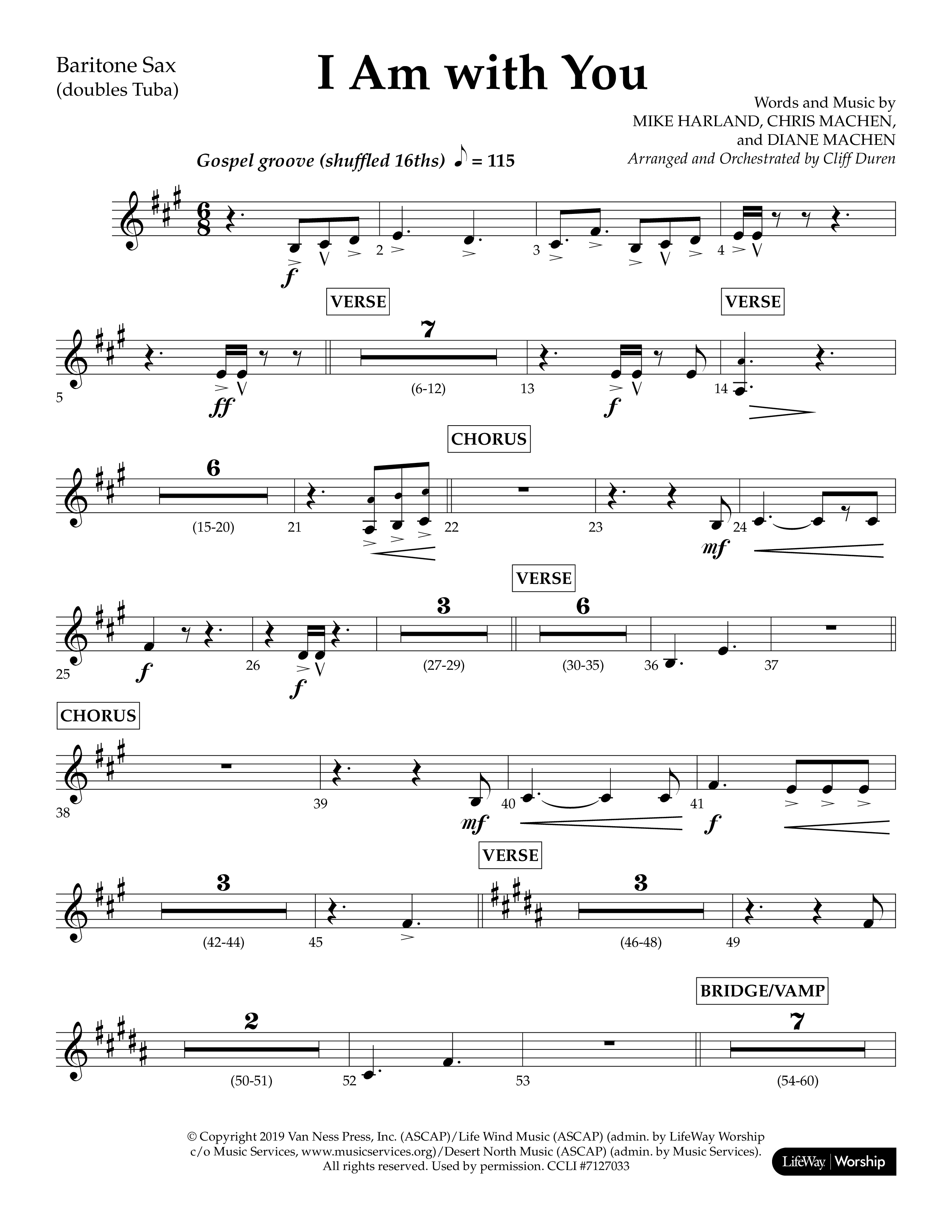 I Am With You (Choral Anthem SATB) Bari Sax (Lifeway Choral / Arr. Cliff Duren)