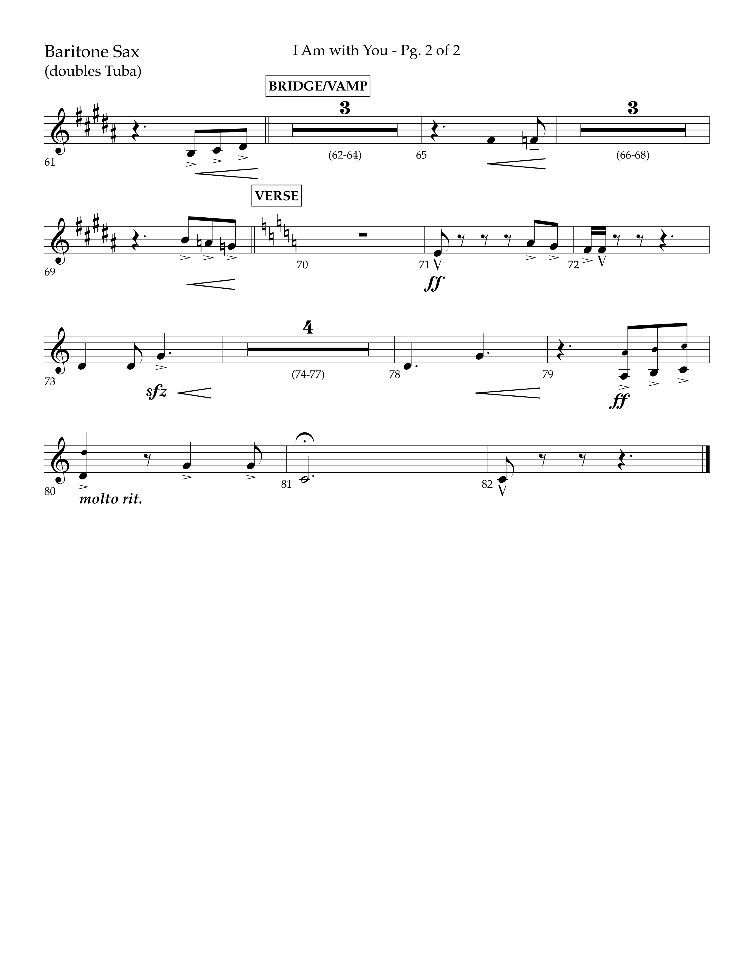 I Am With You (Choral Anthem SATB) Bari Sax (Lifeway Choral / Arr. Cliff Duren)