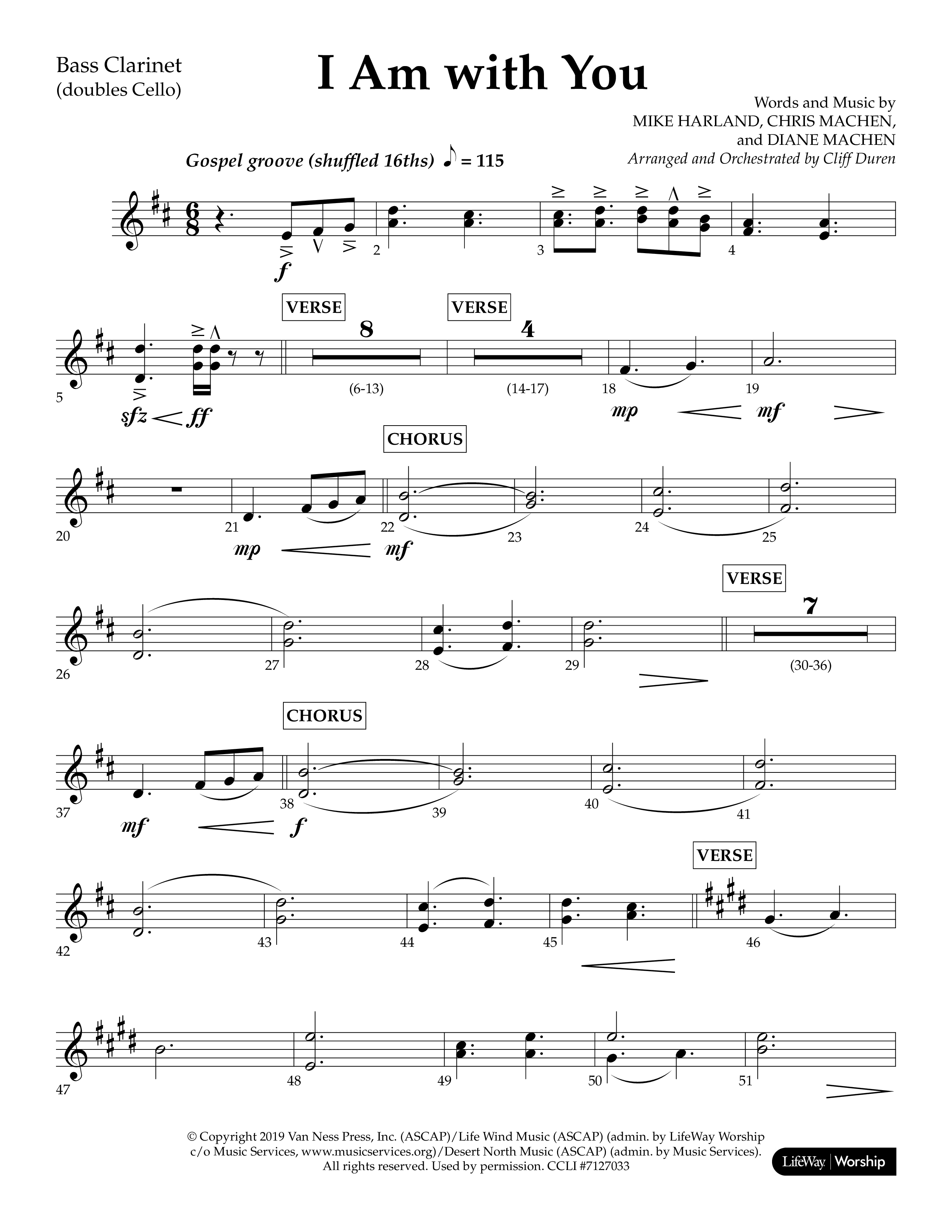 I Am With You (Choral Anthem SATB) Bass Clarinet (Lifeway Choral / Arr. Cliff Duren)