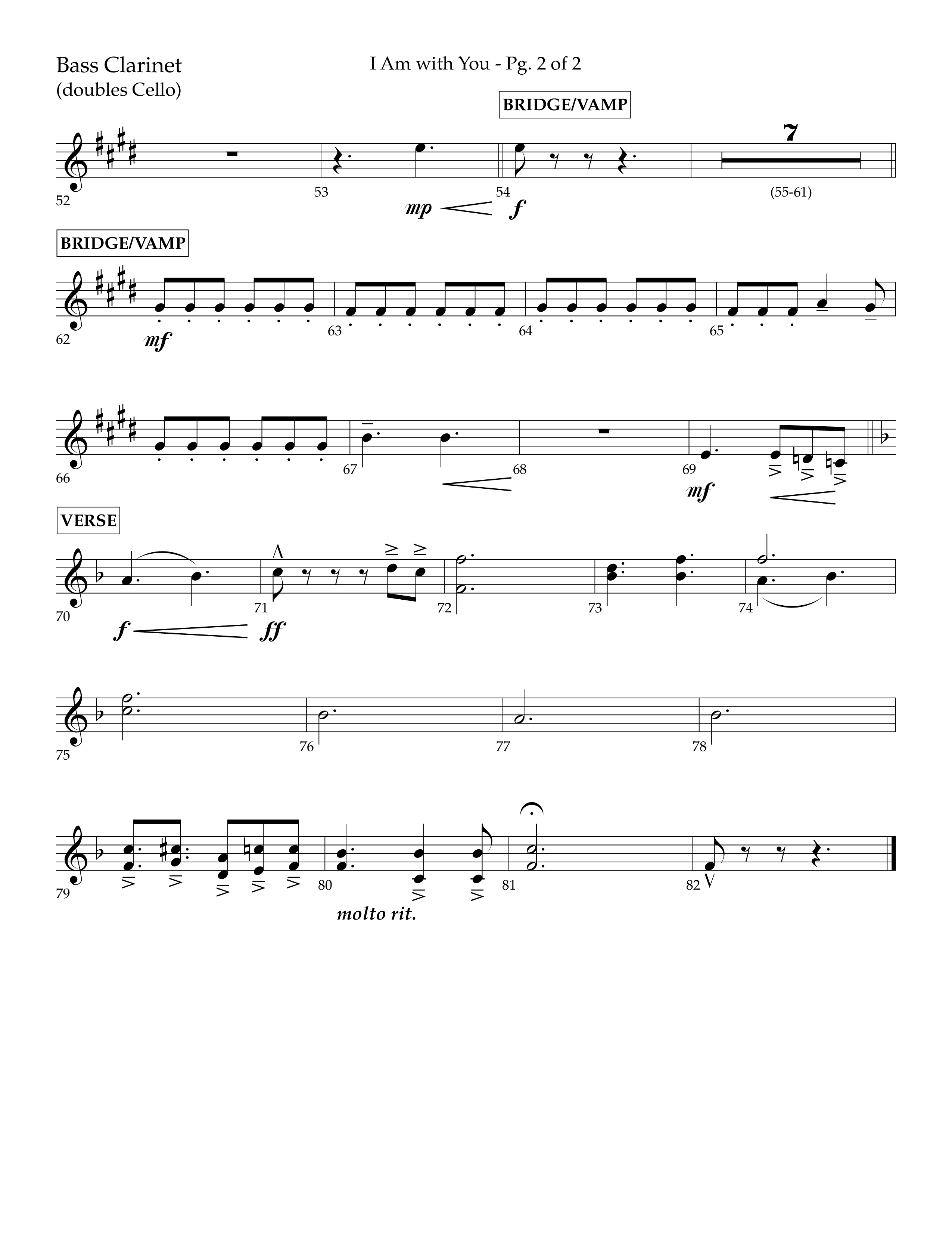 I Am With You (Choral Anthem SATB) Bass Clarinet (Lifeway Choral / Arr. Cliff Duren)