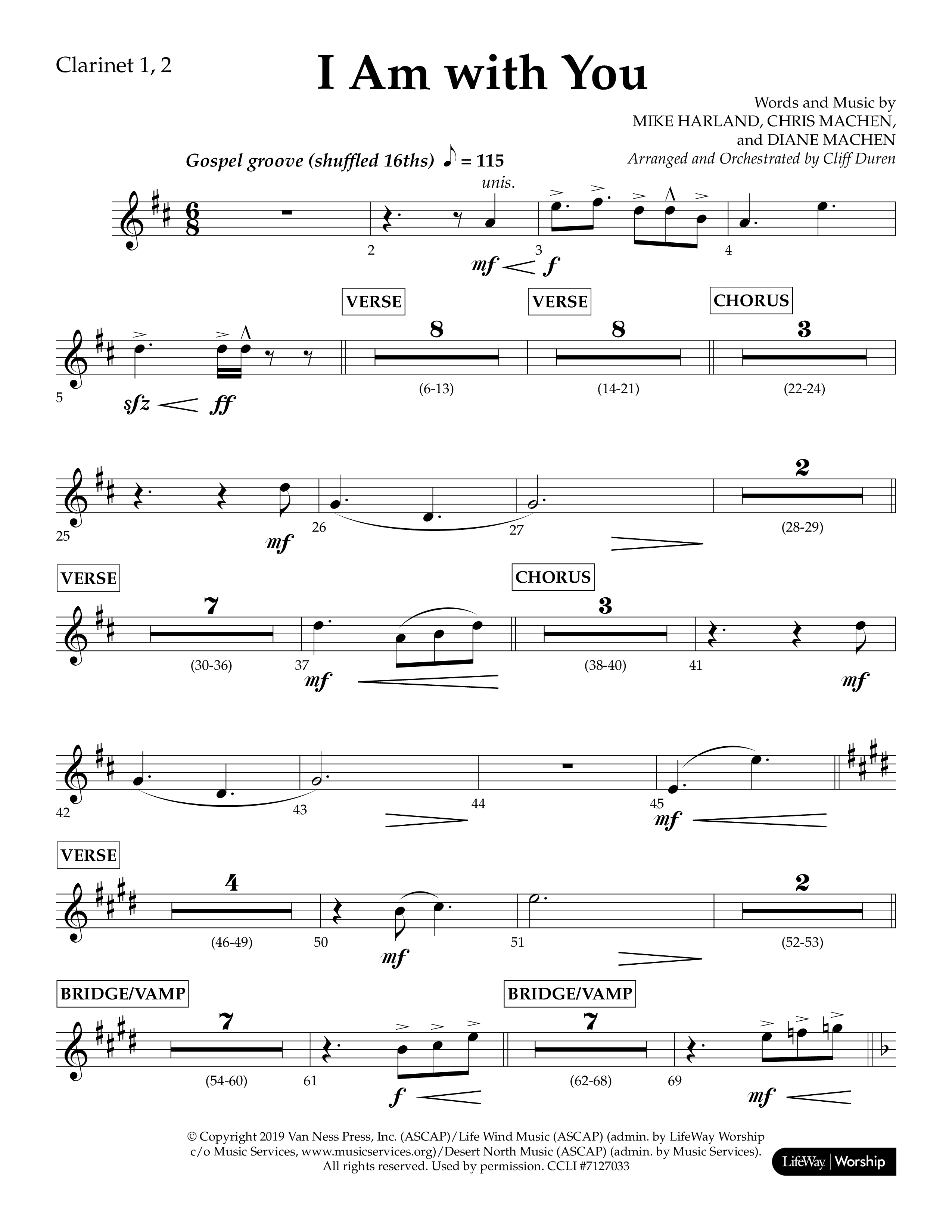 I Am With You (Choral Anthem SATB) Clarinet 1/2 (Lifeway Choral / Arr. Cliff Duren)