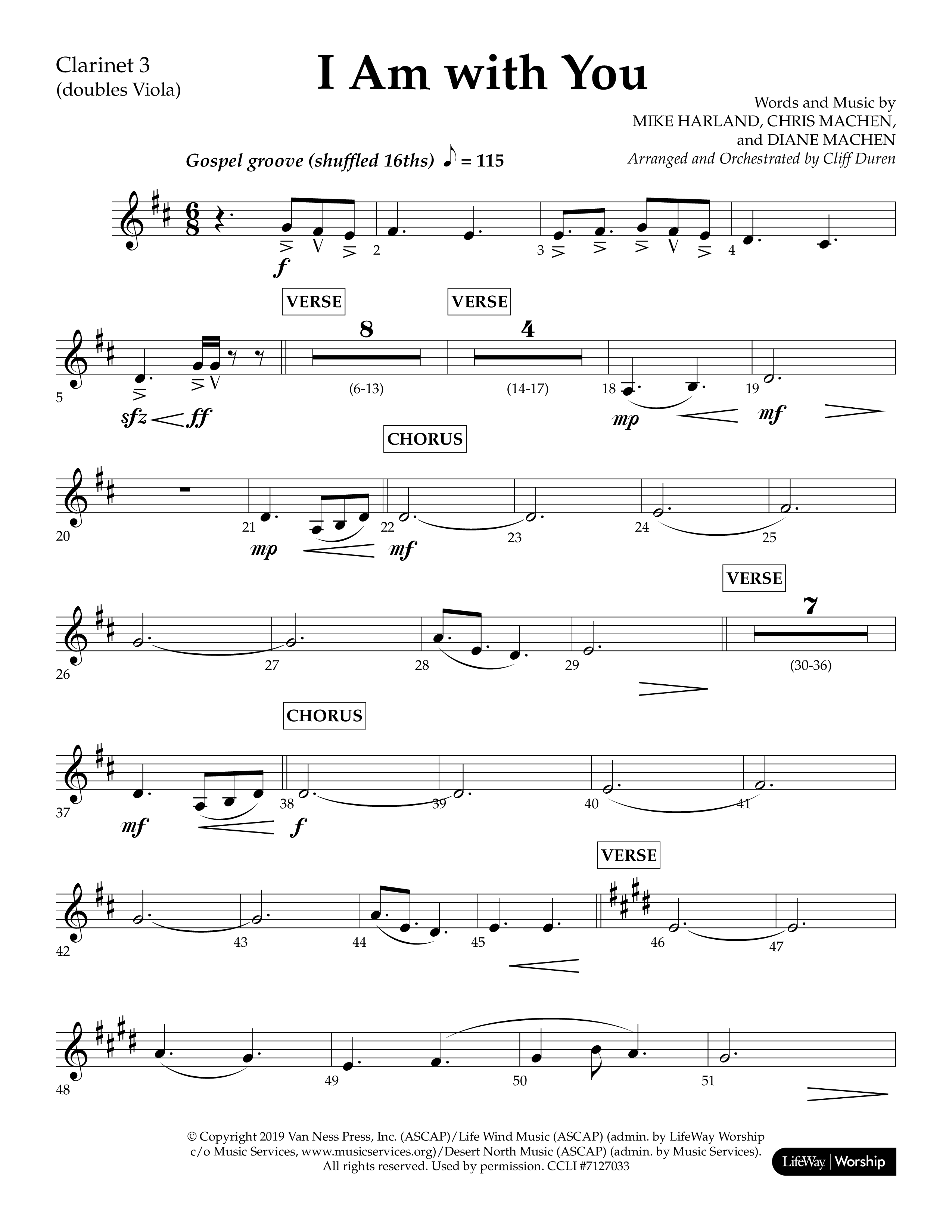 I Am With You (Choral Anthem SATB) Clarinet 3 (Lifeway Choral / Arr. Cliff Duren)