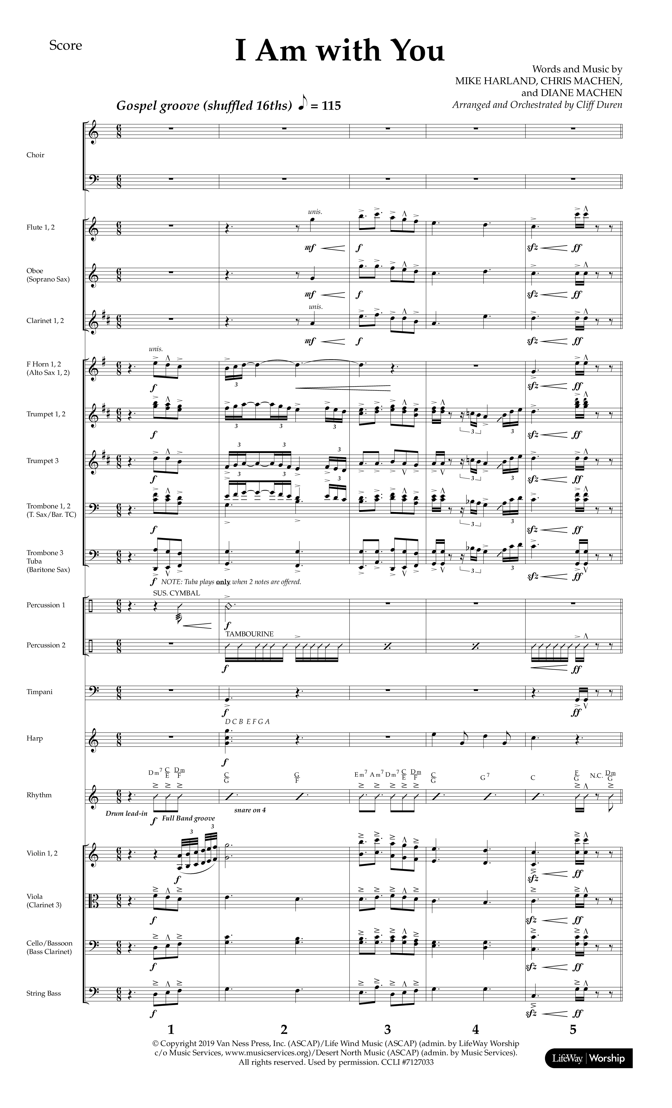 I Am With You (Choral Anthem SATB) Orchestration (Lifeway Choral / Arr. Cliff Duren)