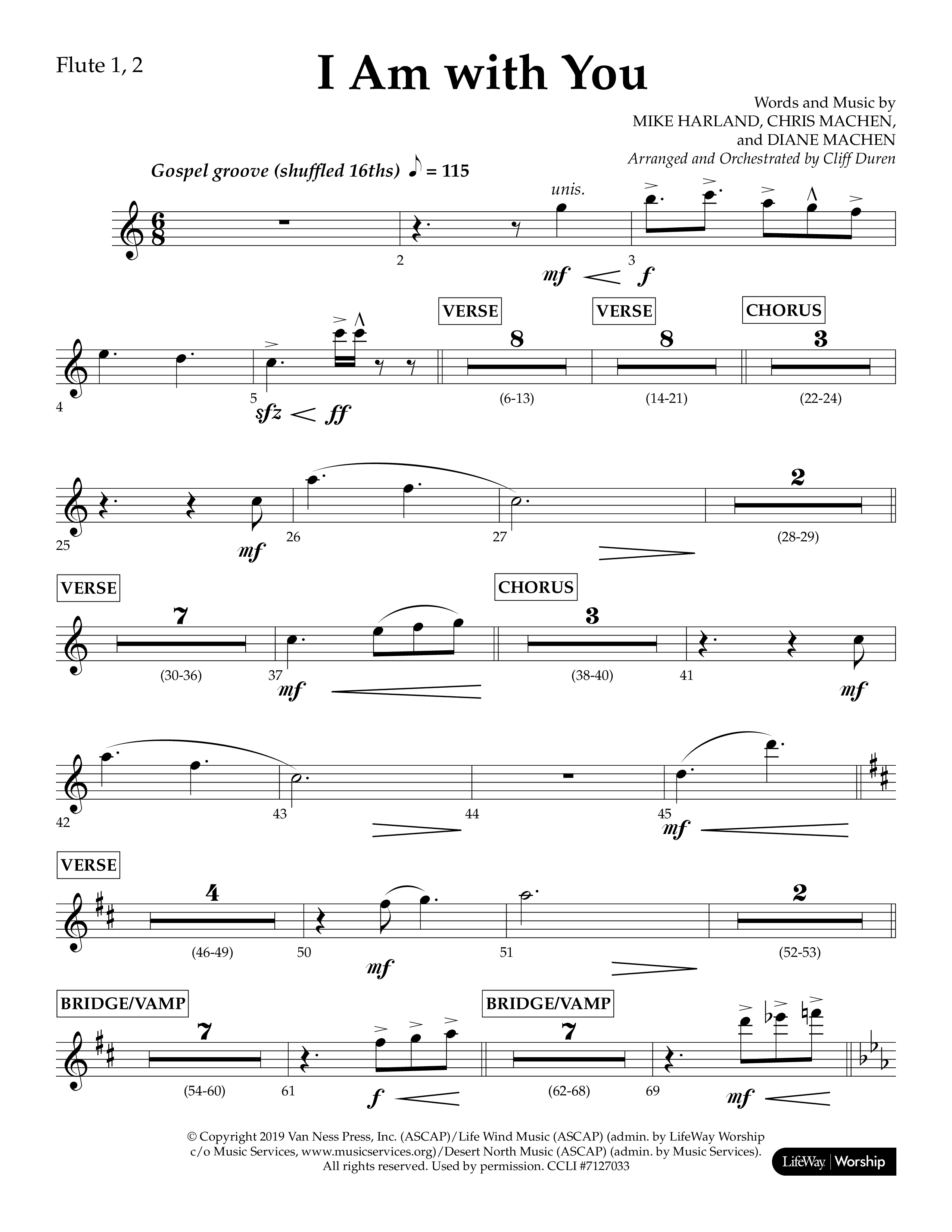 I Am With You (Choral Anthem SATB) Flute 1/2 (Lifeway Choral / Arr. Cliff Duren)