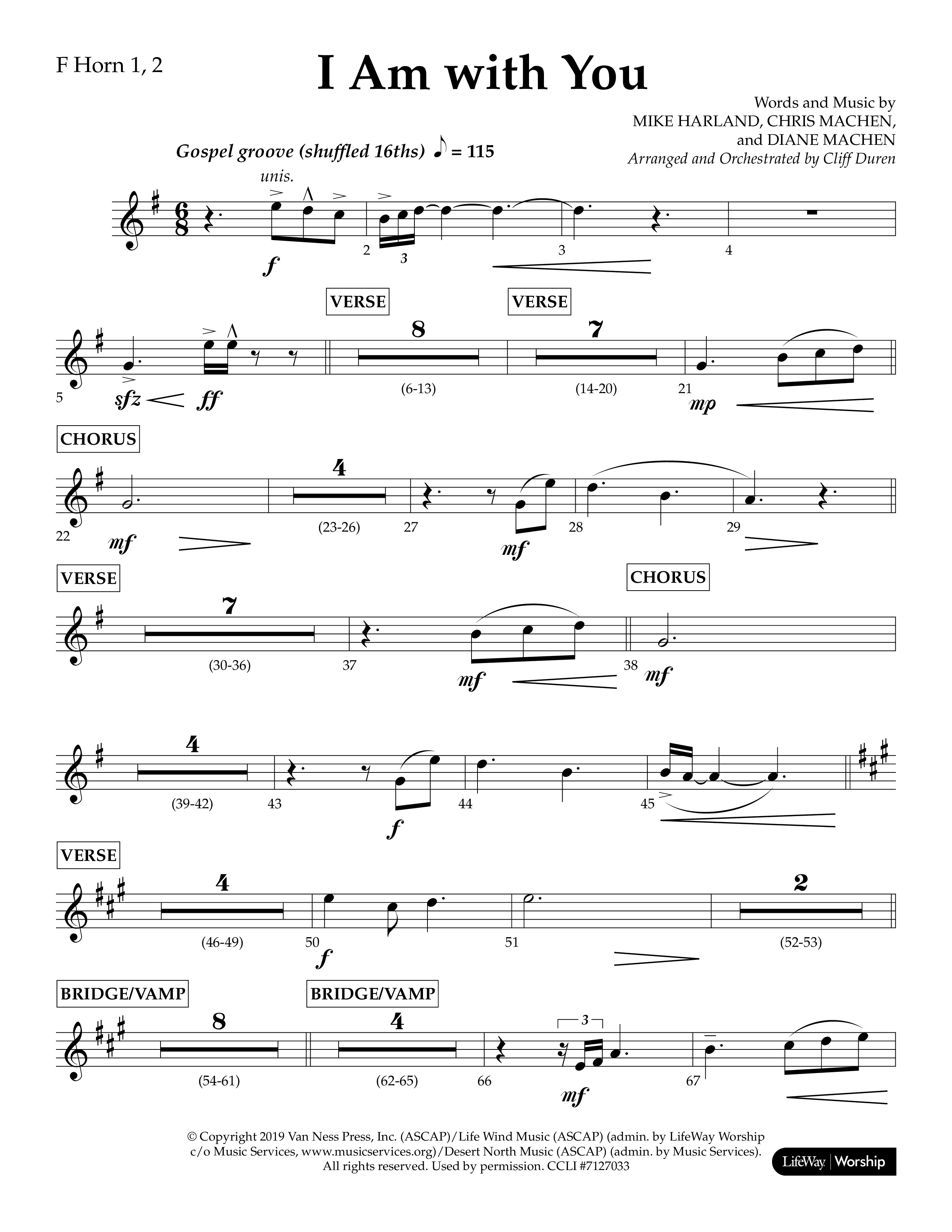 I Am With You (Choral Anthem SATB) French Horn 1/2 (Lifeway Choral / Arr. Cliff Duren)