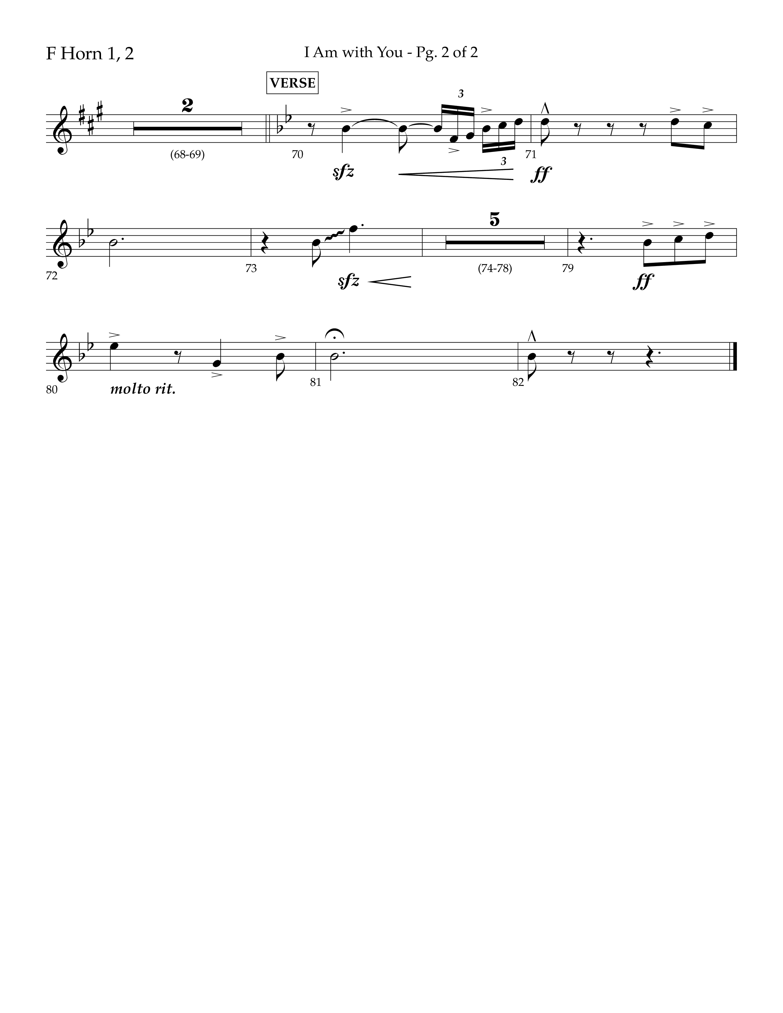 I Am With You (Choral Anthem SATB) French Horn 1/2 (Lifeway Choral / Arr. Cliff Duren)