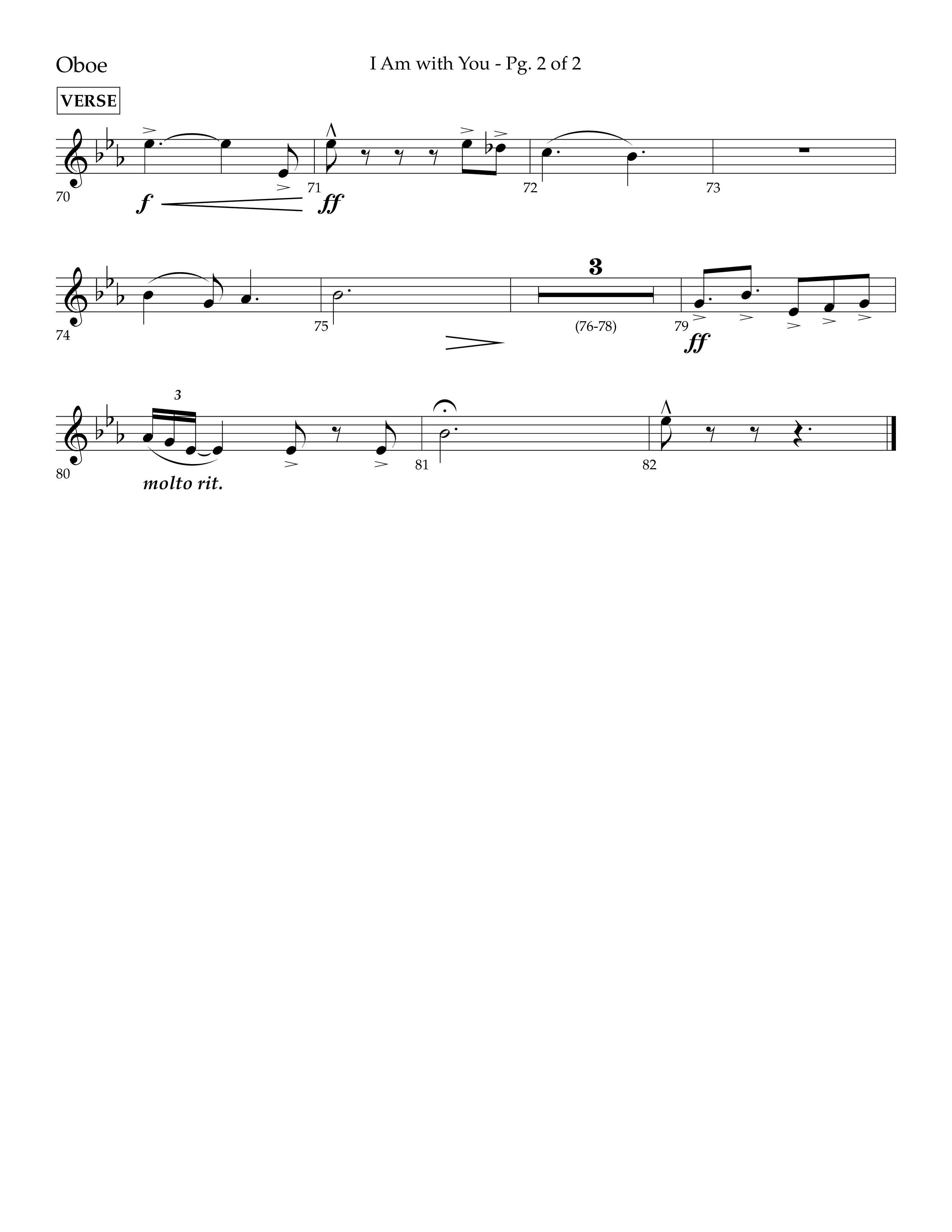 I Am With You (Choral Anthem SATB) Oboe (Lifeway Choral / Arr. Cliff Duren)