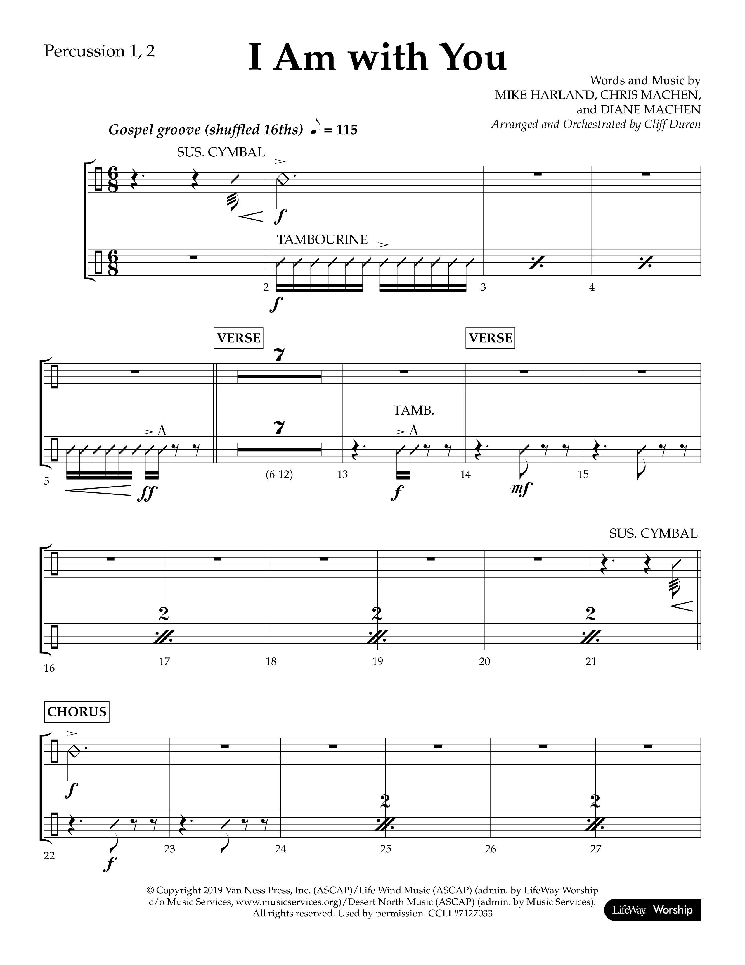 I Am With You (Choral Anthem SATB) Percussion 1/2 (Lifeway Choral / Arr. Cliff Duren)