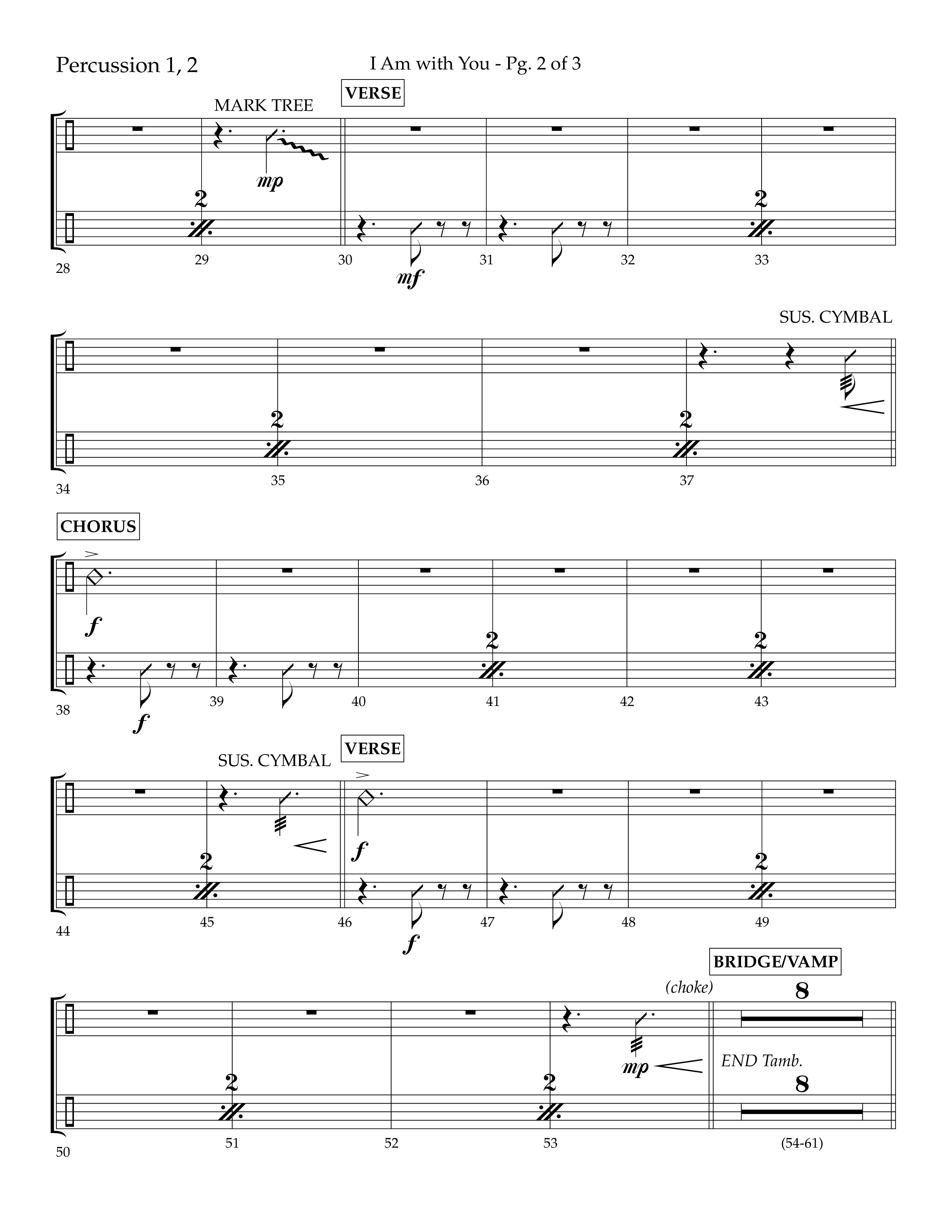I Am With You (Choral Anthem SATB) Percussion 1/2 (Lifeway Choral / Arr. Cliff Duren)
