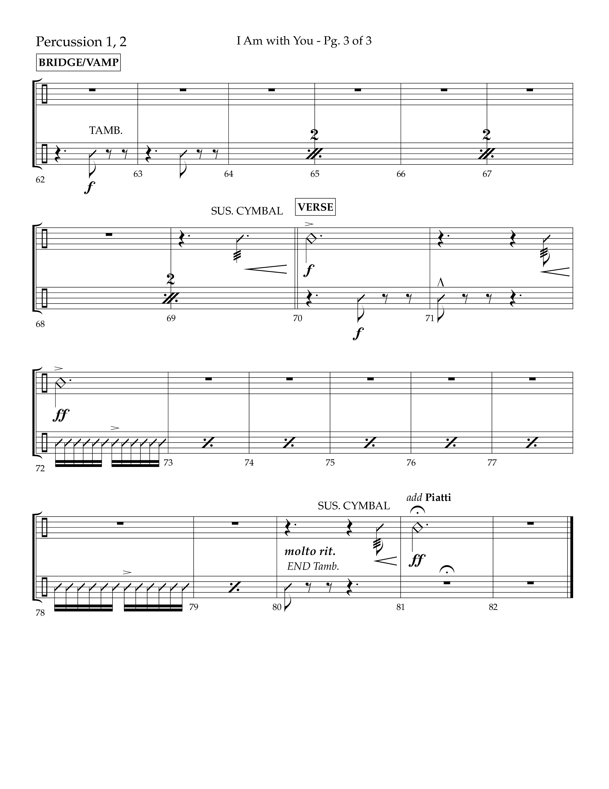 I Am With You (Choral Anthem SATB) Percussion 1/2 (Lifeway Choral / Arr. Cliff Duren)