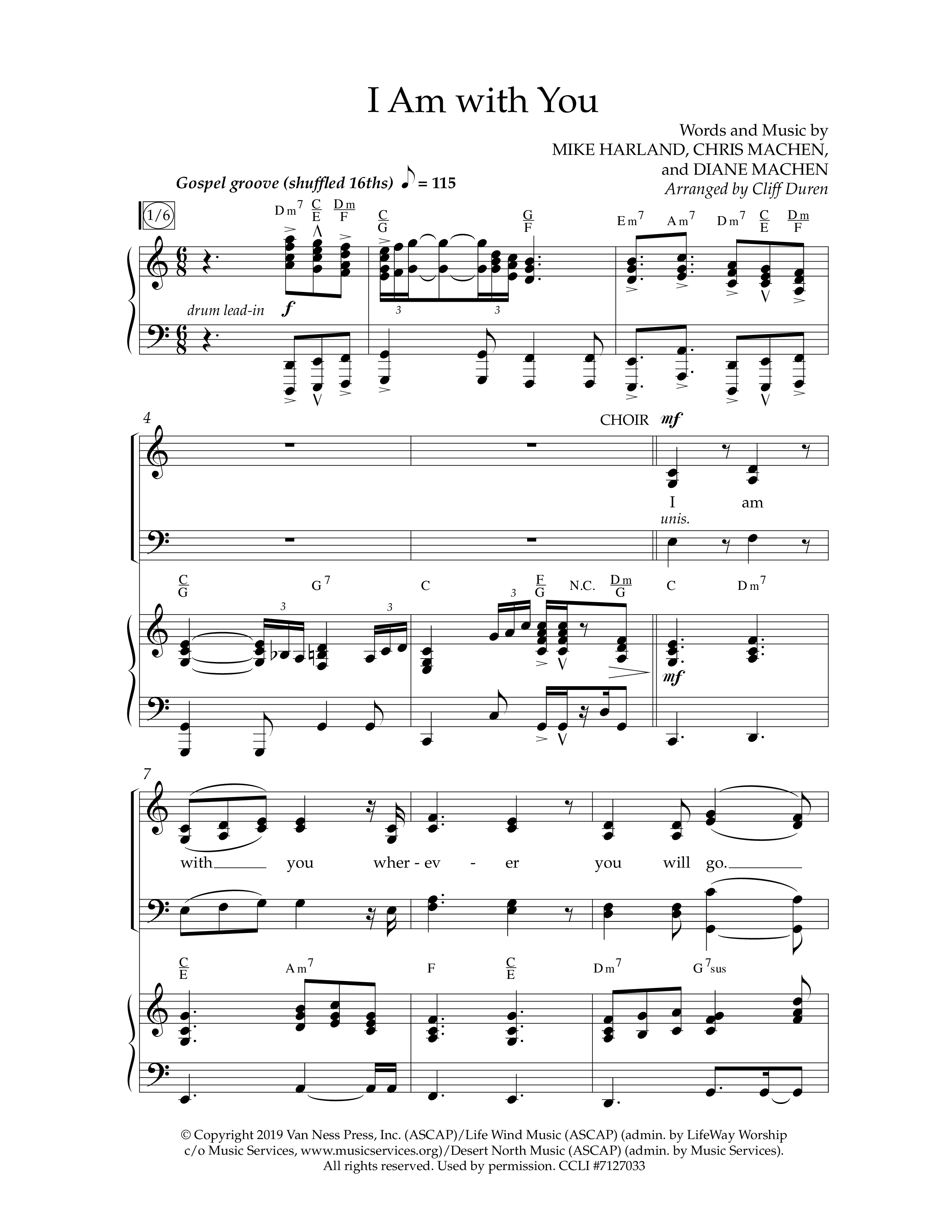 I Am With You (Choral Anthem SATB) Anthem (SATB/Piano) (Lifeway Choral / Arr. Cliff Duren)
