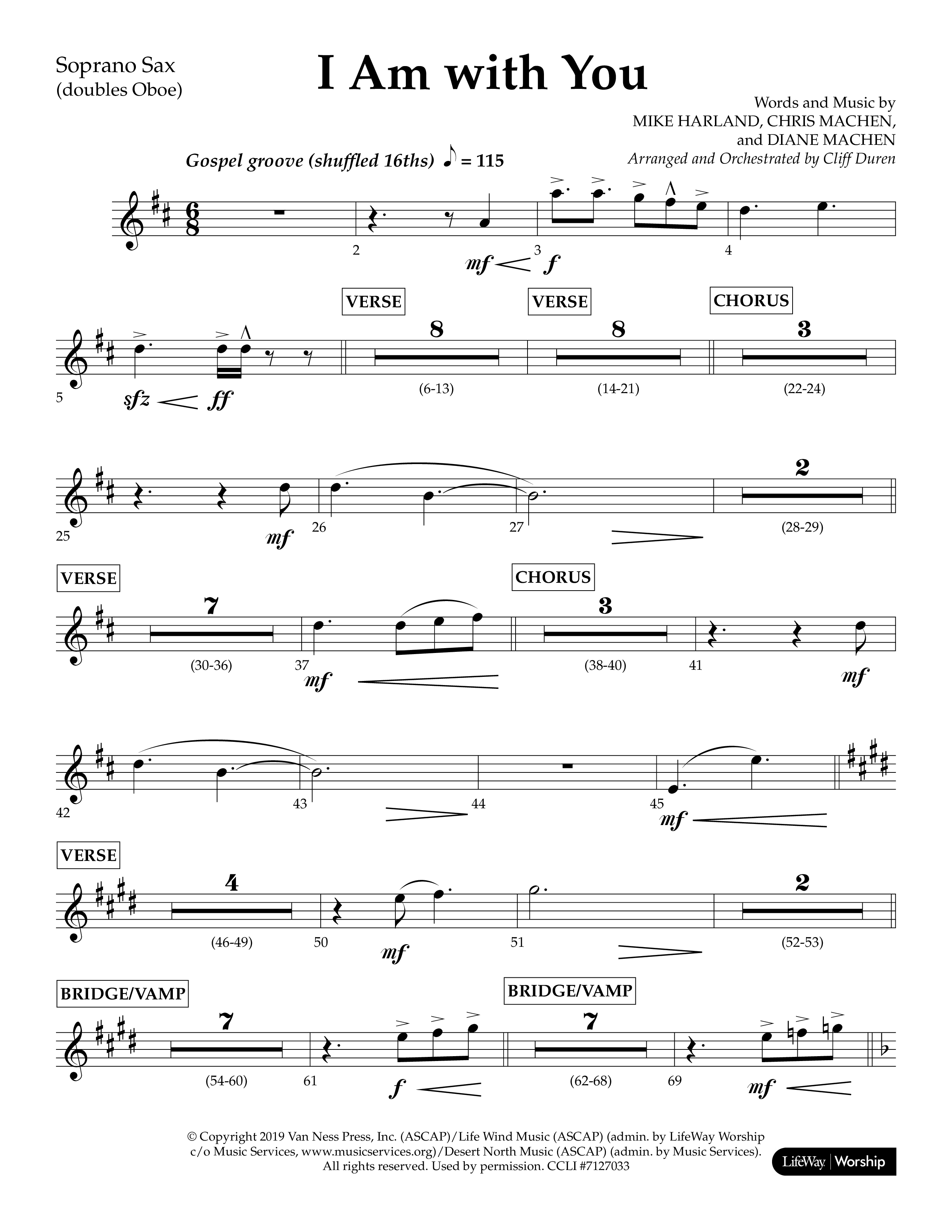 I Am With You (Choral Anthem SATB) Soprano Sax (Lifeway Choral / Arr. Cliff Duren)