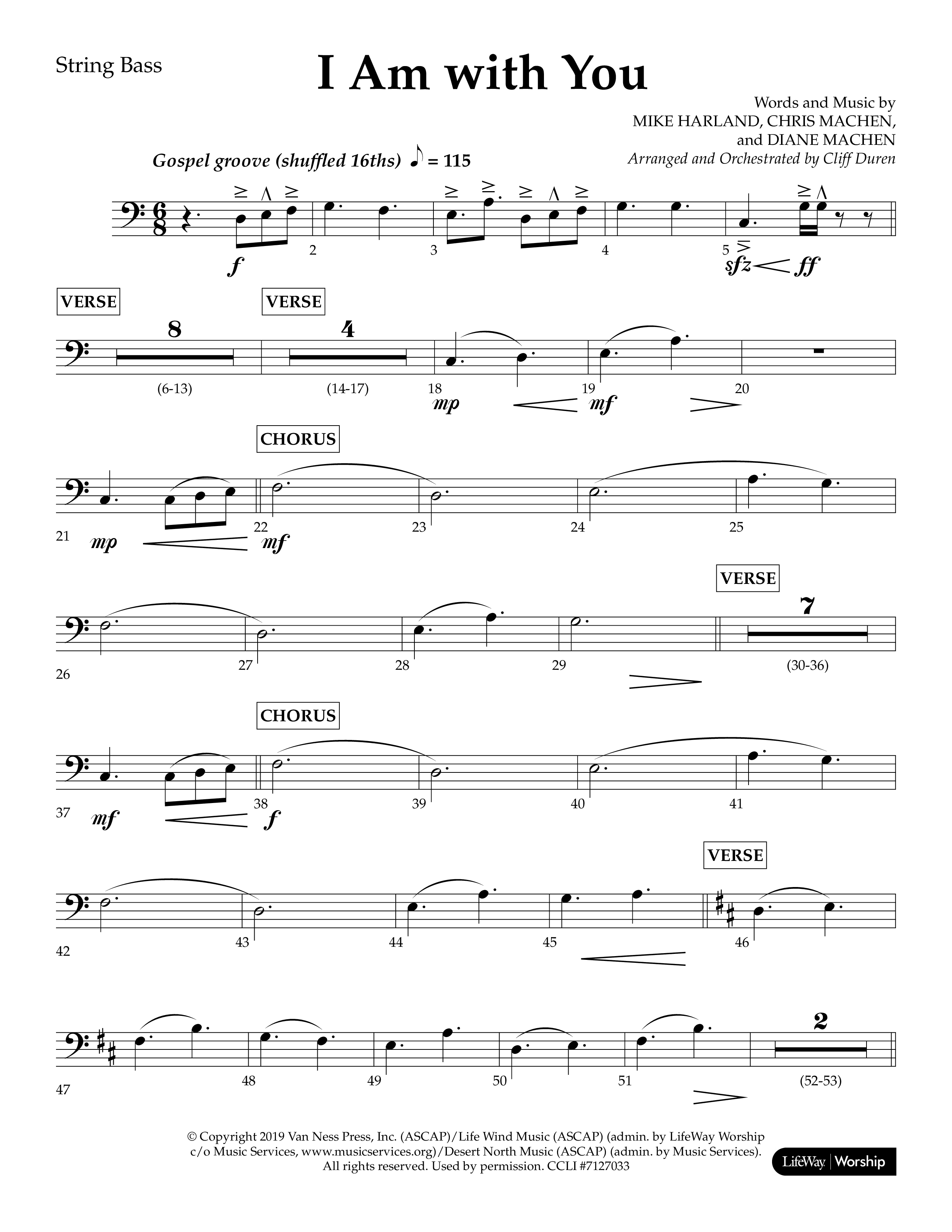 I Am With You (Choral Anthem SATB) String Bass (Lifeway Choral / Arr. Cliff Duren)