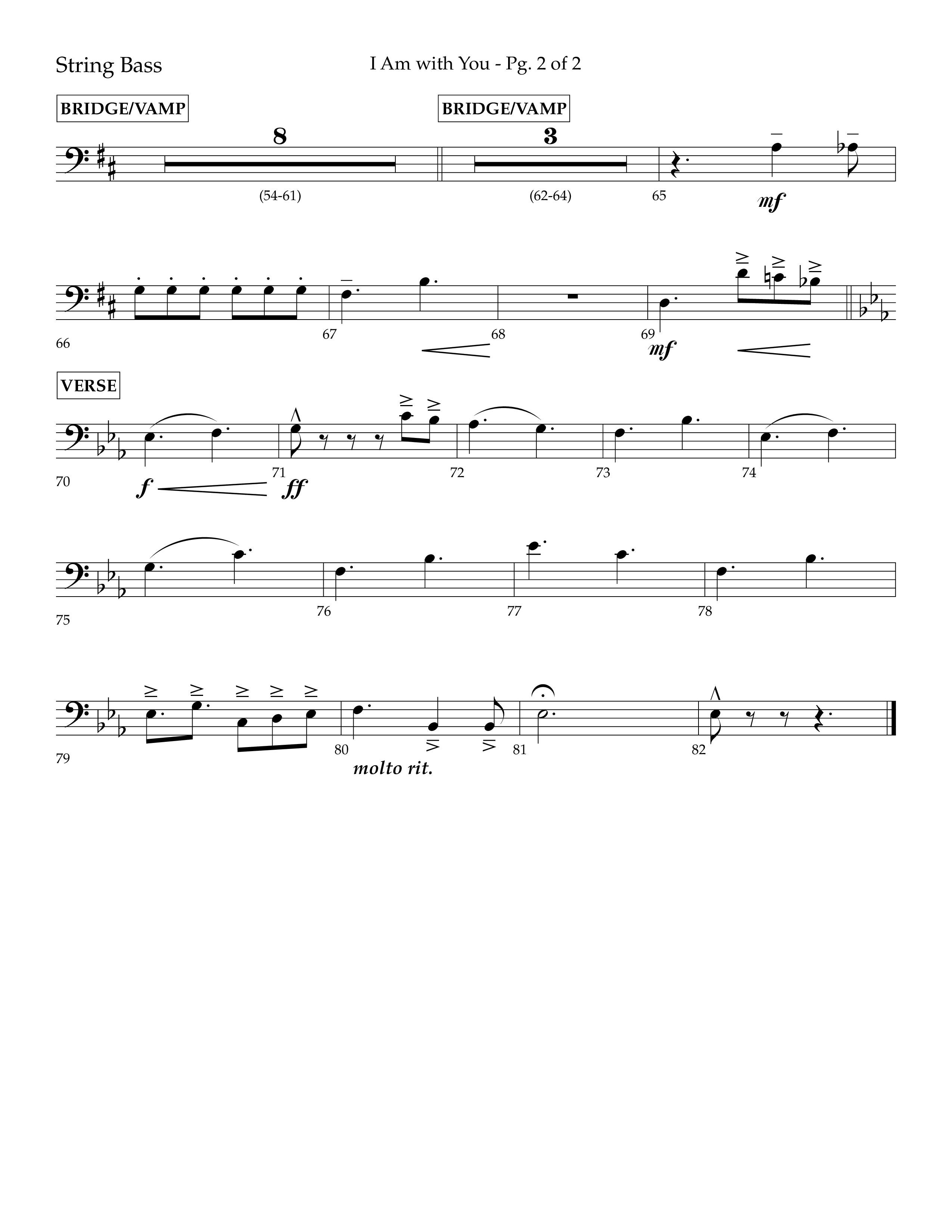 I Am With You (Choral Anthem SATB) String Bass (Lifeway Choral / Arr. Cliff Duren)