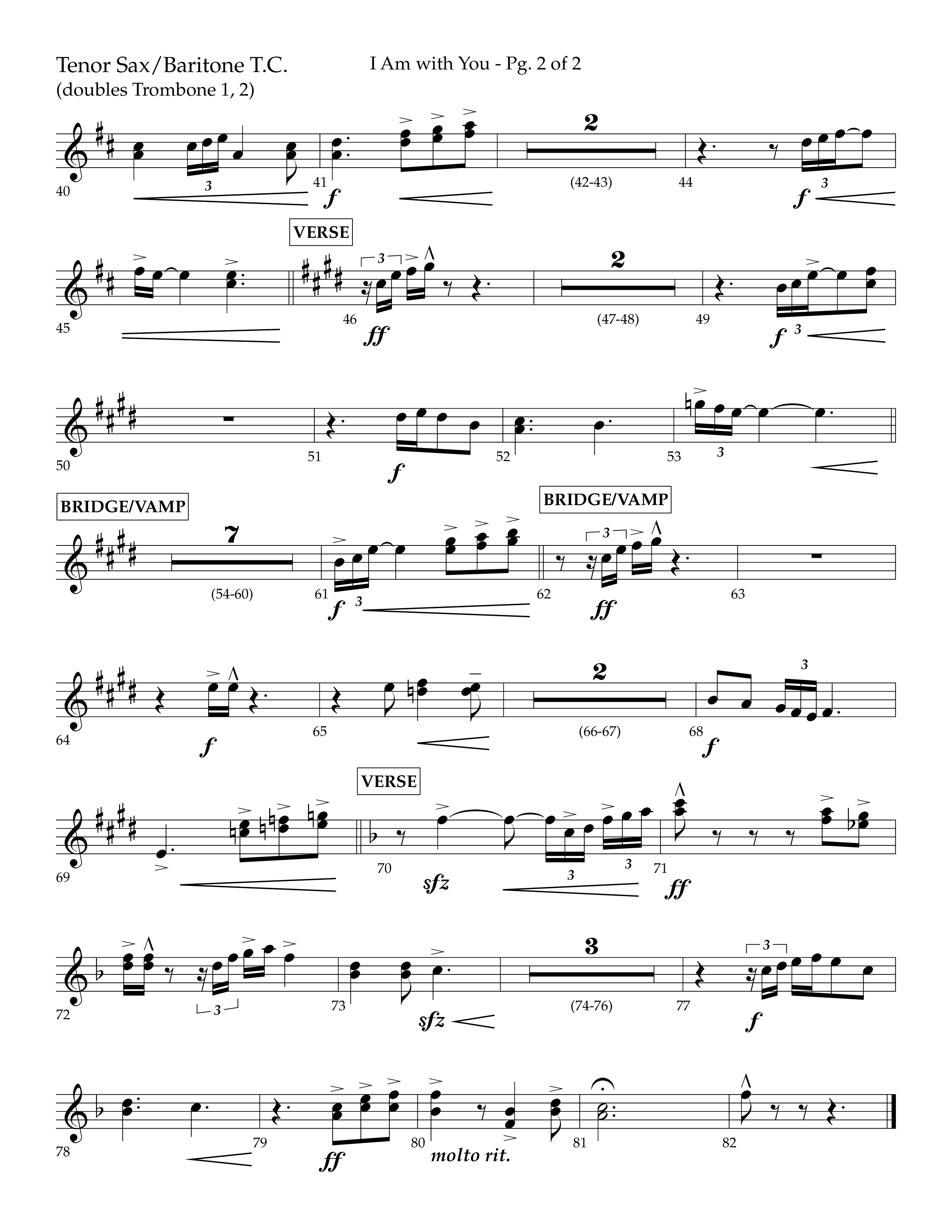 I Am With You (Choral Anthem SATB) Tenor Sax/Baritone T.C. (Lifeway Choral / Arr. Cliff Duren)