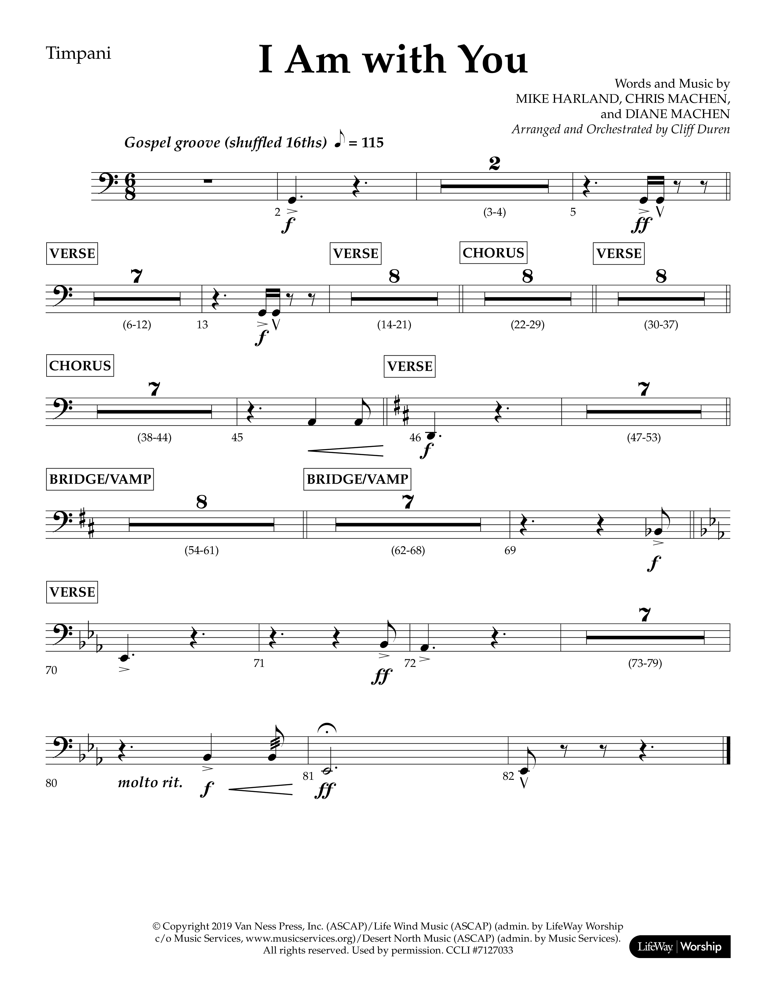 I Am With You (Choral Anthem SATB) Timpani (Lifeway Choral / Arr. Cliff Duren)
