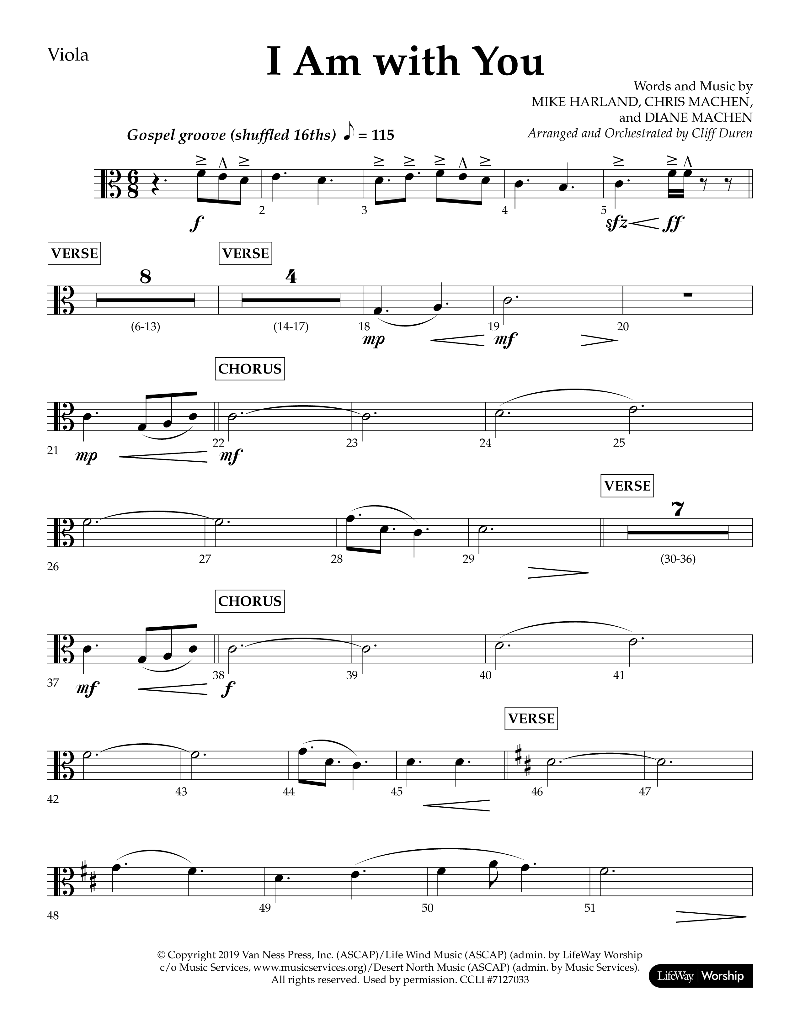 I Am With You (Choral Anthem SATB) Viola (Lifeway Choral / Arr. Cliff Duren)
