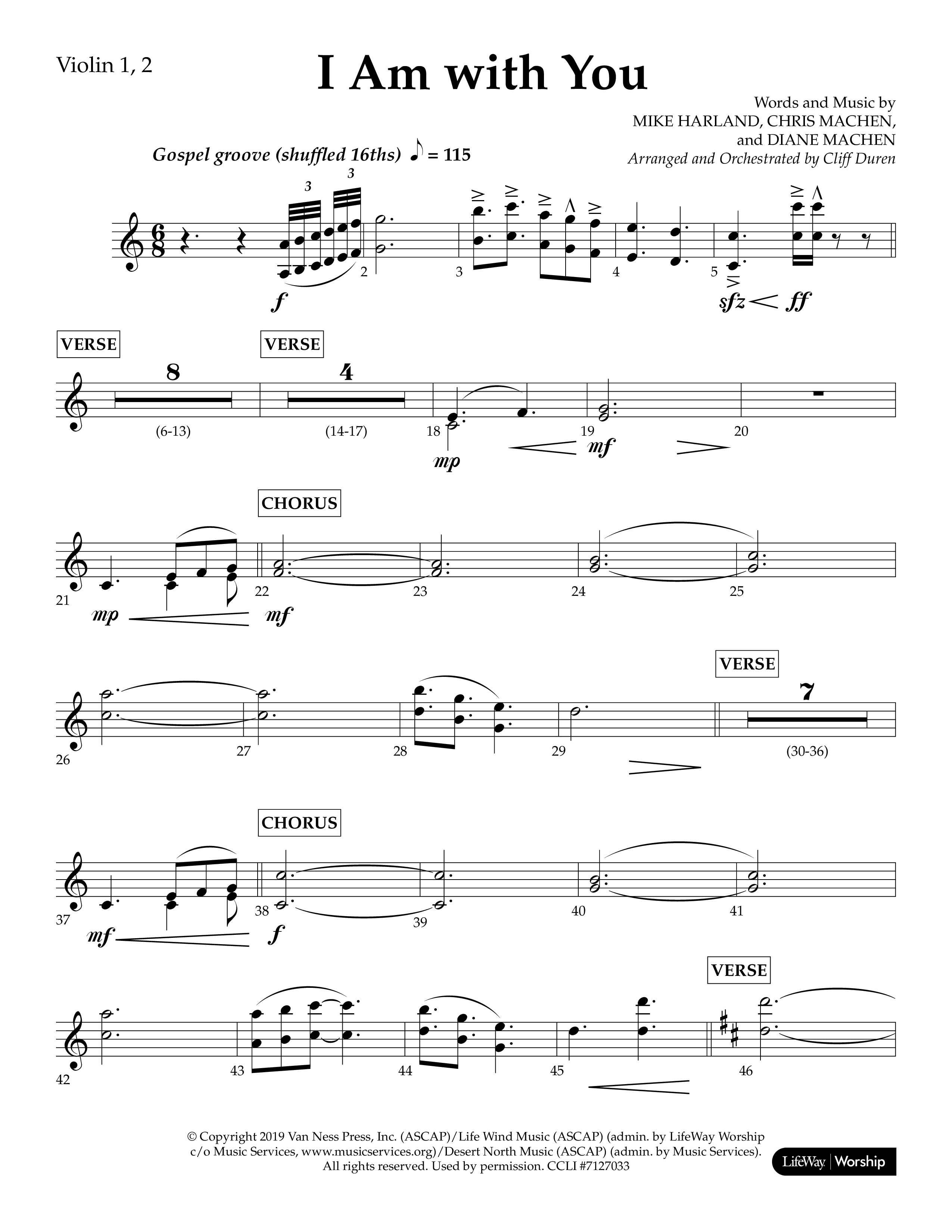 I Am With You (Choral Anthem SATB) Violin 1/2 (Lifeway Choral / Arr. Cliff Duren)