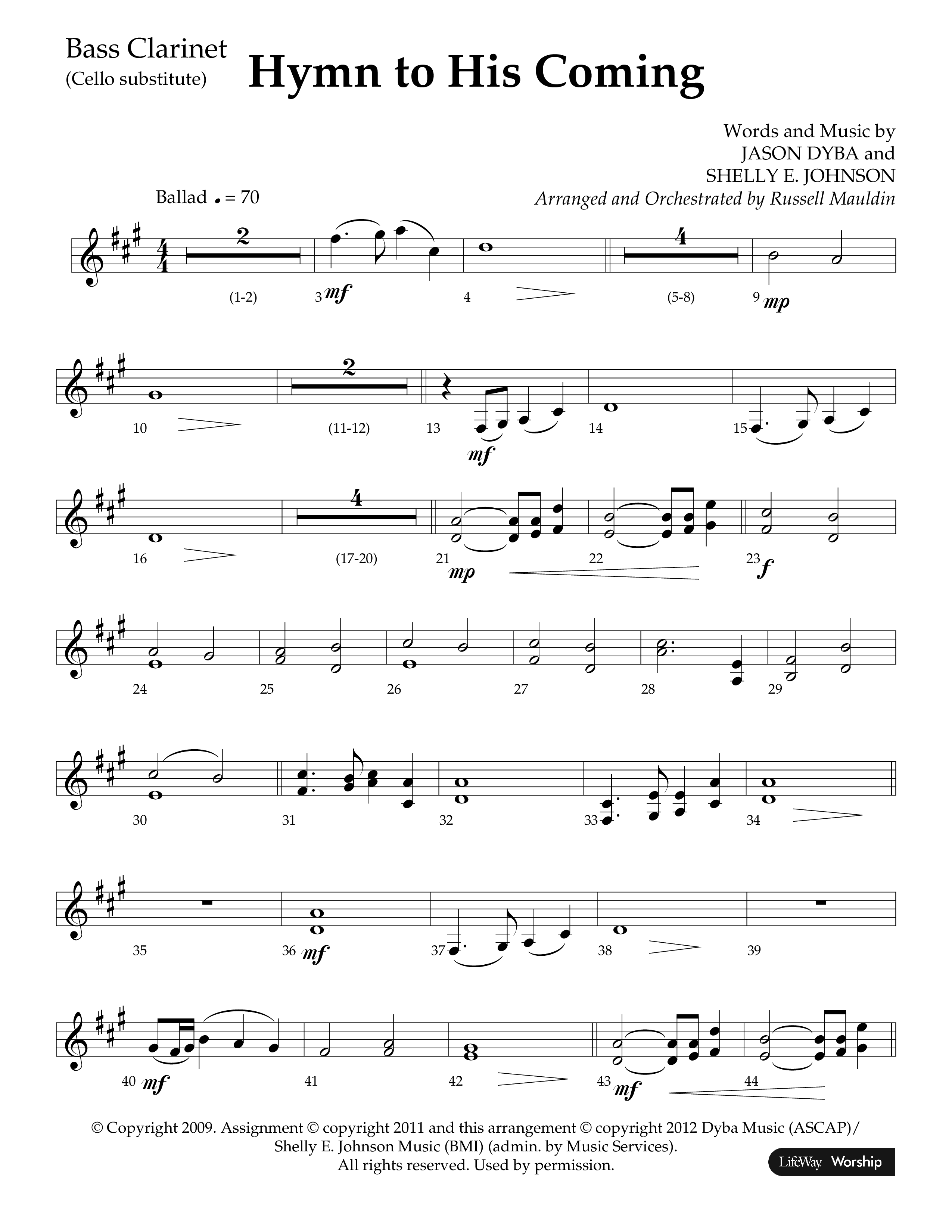 Hymn To His Coming (Choral Anthem SATB) Bass Clarinet (Lifeway Choral / Arr. Russell Mauldin)