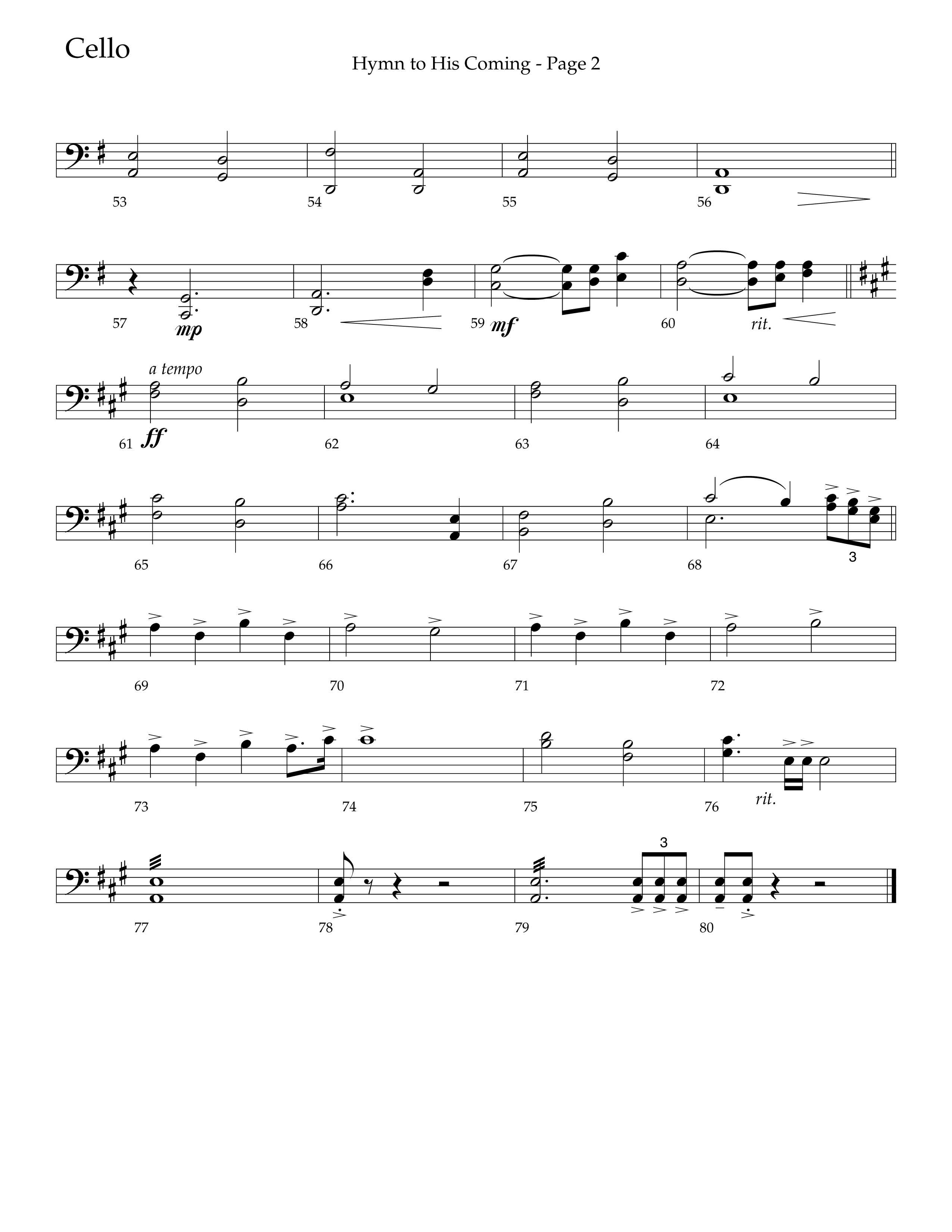Hymn To His Coming (Choral Anthem SATB) Cello (Lifeway Choral / Arr. Russell Mauldin)