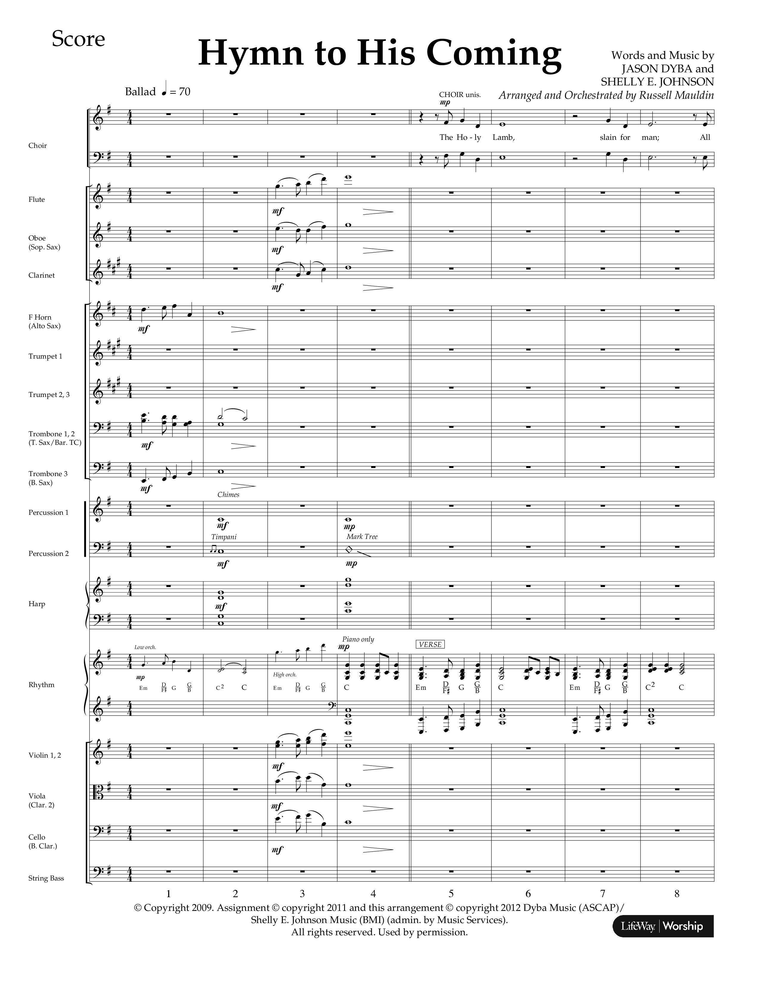 Hymn To His Coming (Choral Anthem SATB) Orchestration (Lifeway Choral / Arr. Russell Mauldin)