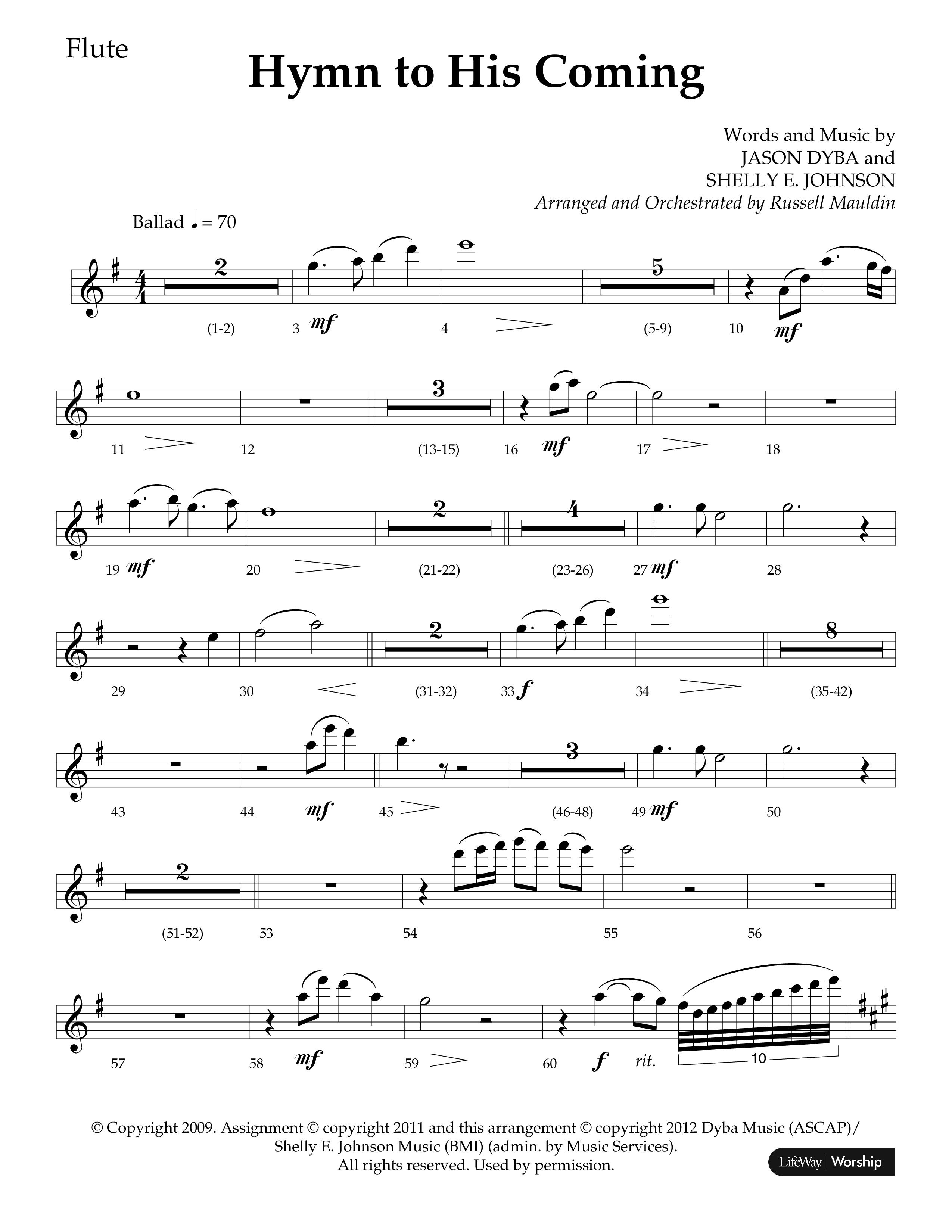 Hymn To His Coming (Choral Anthem SATB) Flute (Lifeway Choral / Arr. Russell Mauldin)
