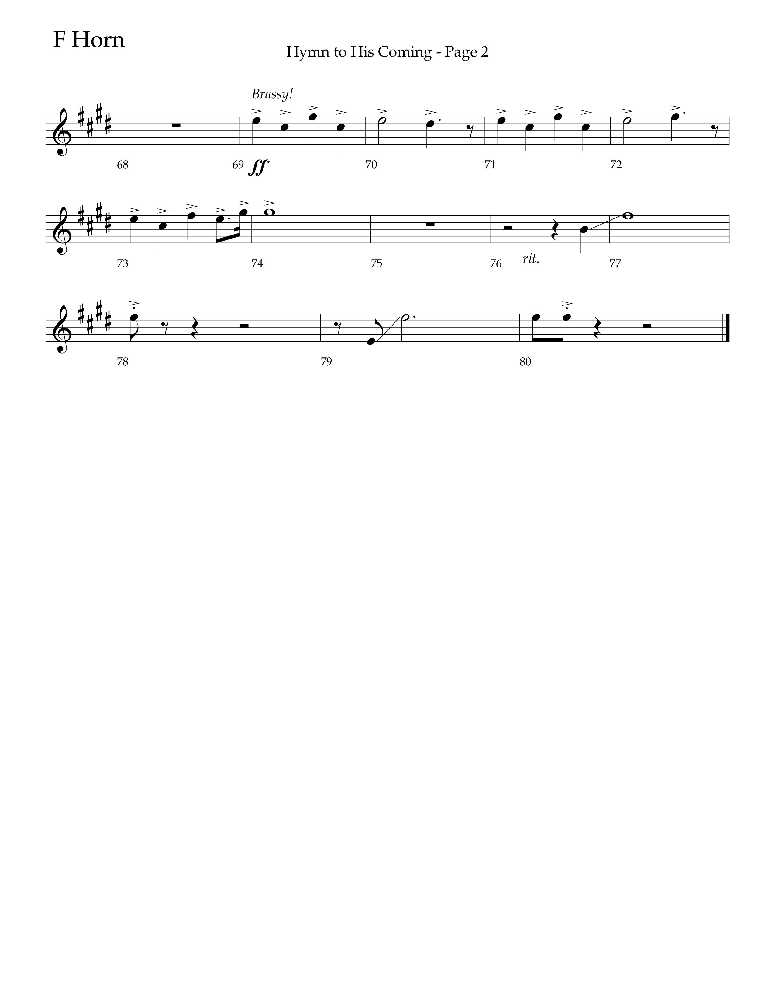 Hymn To His Coming (Choral Anthem SATB) French Horn (Lifeway Choral / Arr. Russell Mauldin)