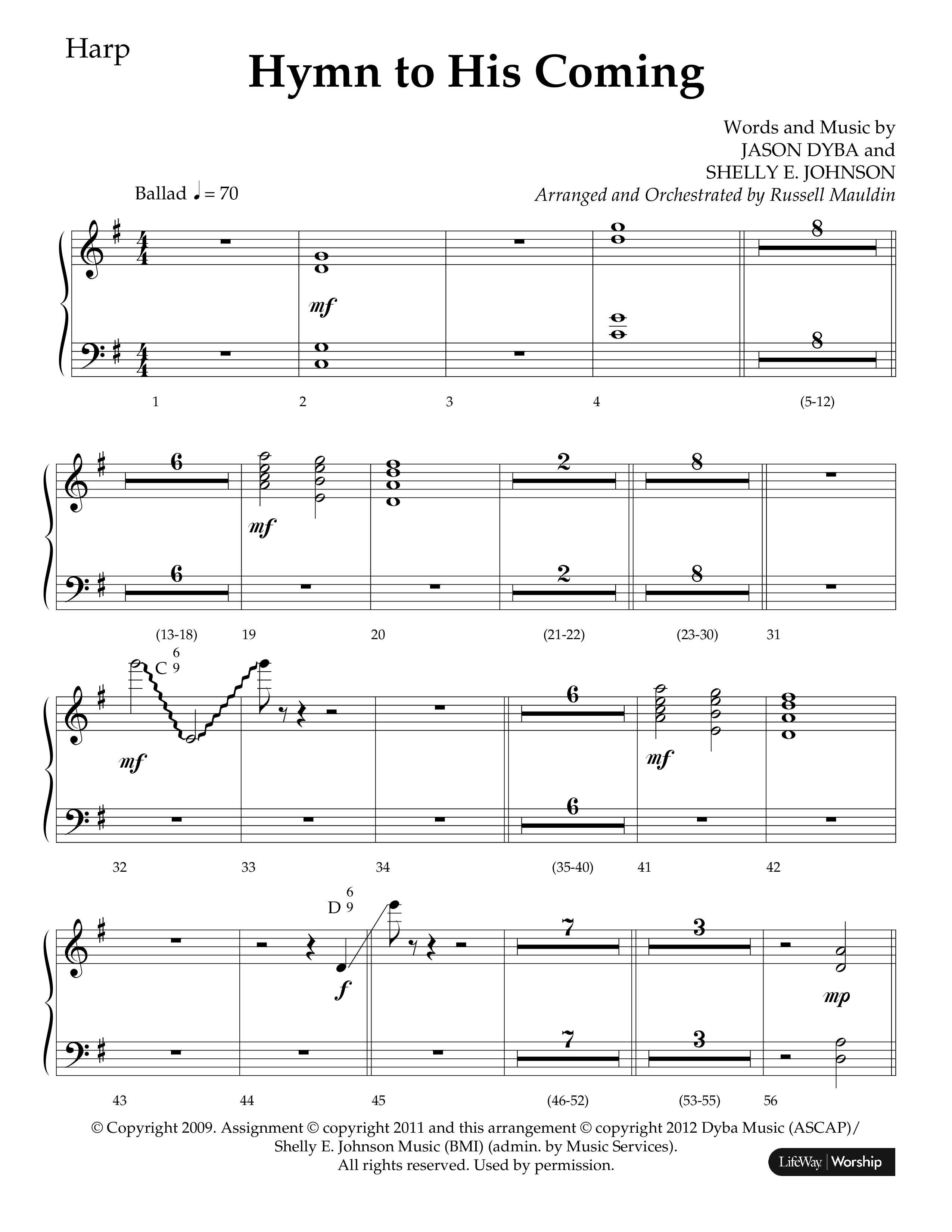 Hymn To His Coming (Choral Anthem SATB) Harp (Lifeway Choral / Arr. Russell Mauldin)