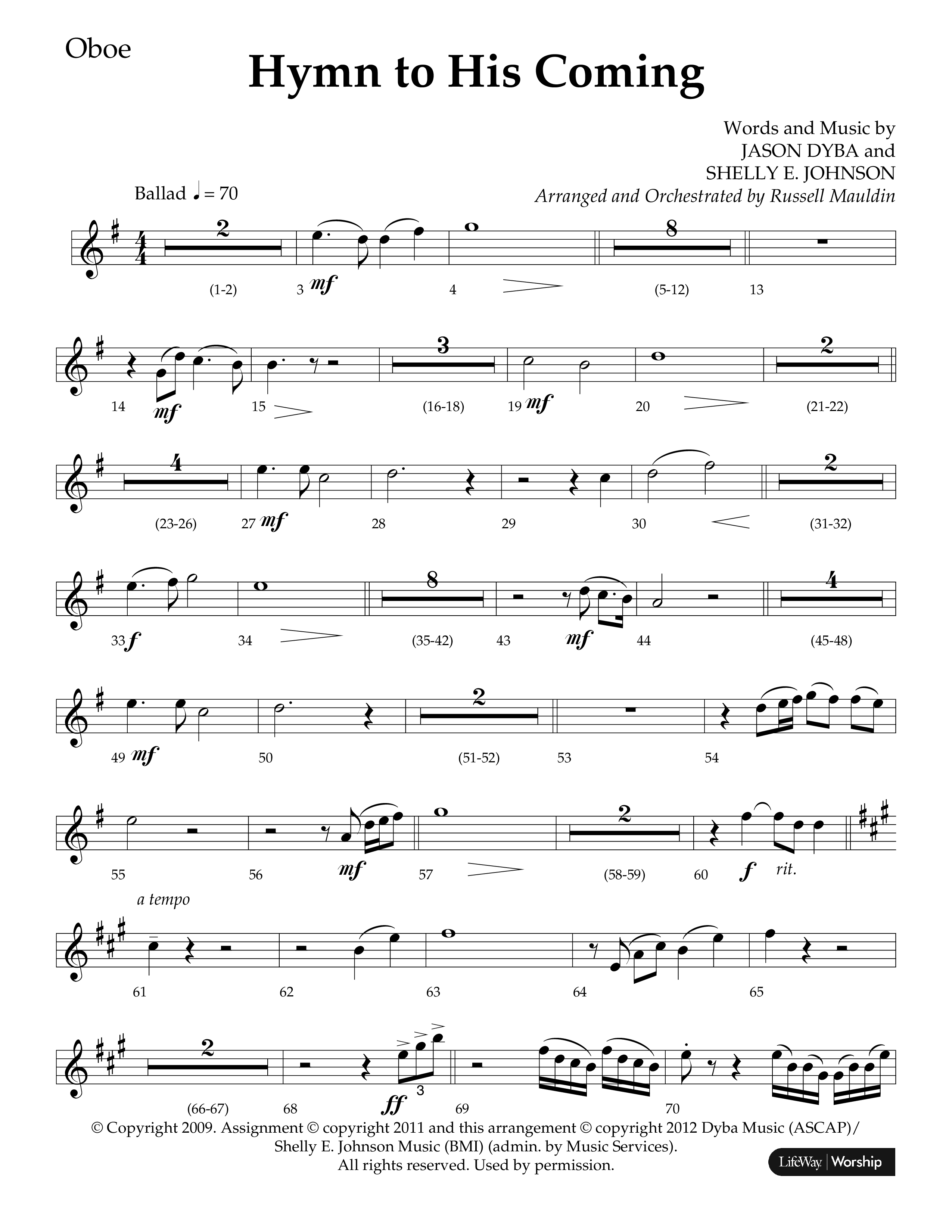 Hymn To His Coming (Choral Anthem SATB) Oboe (Lifeway Choral / Arr. Russell Mauldin)