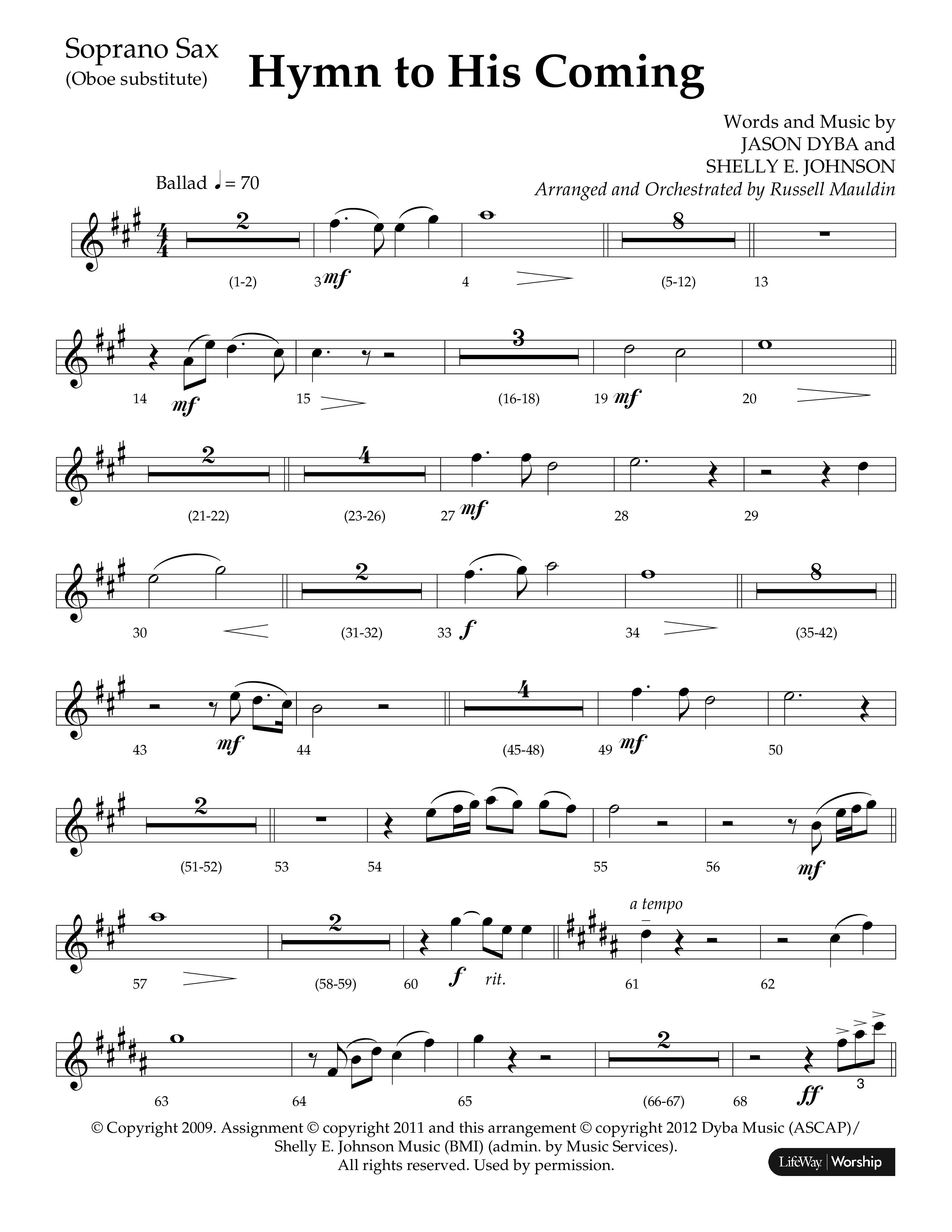 Hymn To His Coming (Choral Anthem SATB) Soprano Sax (Lifeway Choral / Arr. Russell Mauldin)