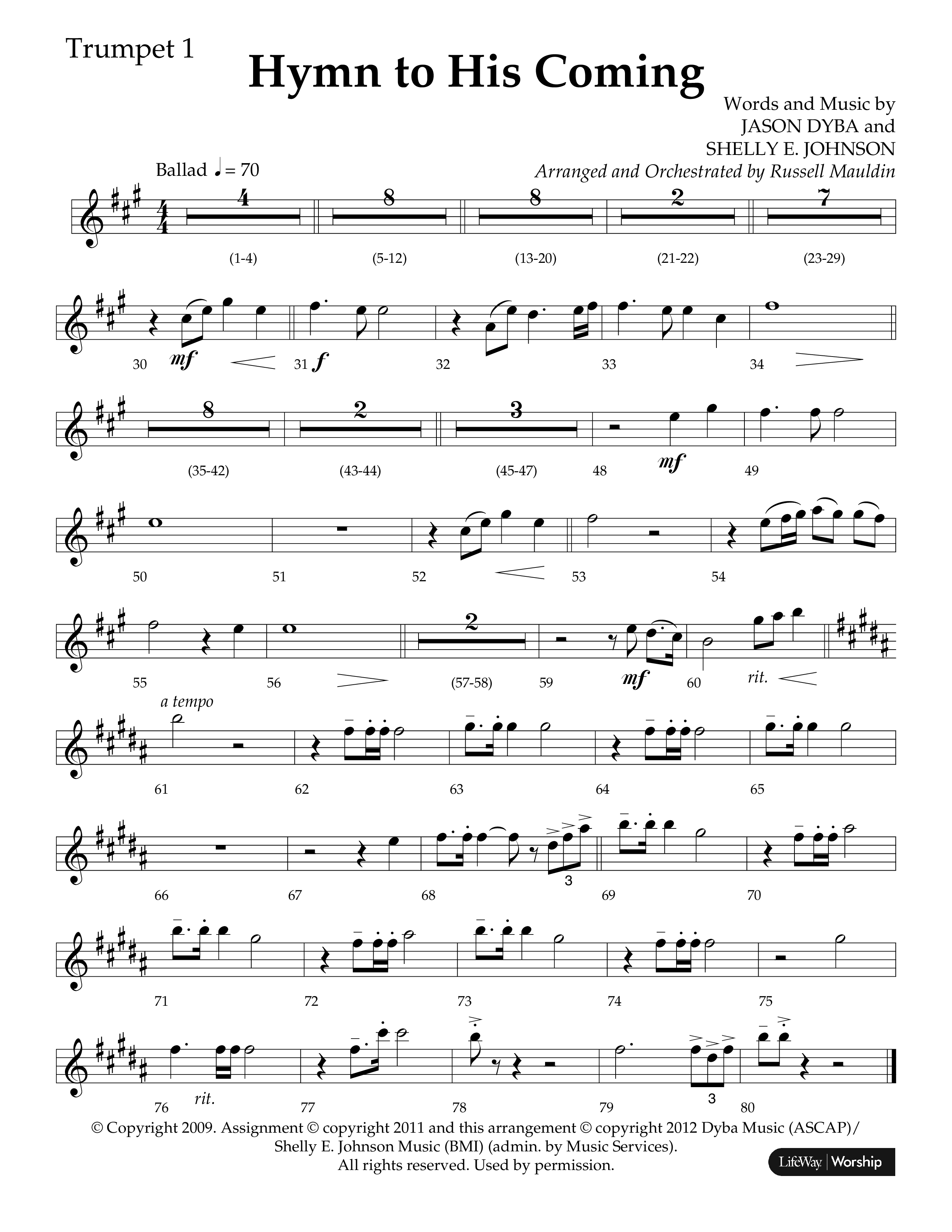 Hymn To His Coming (Choral Anthem SATB) Trumpet 1 (Lifeway Choral / Arr. Russell Mauldin)